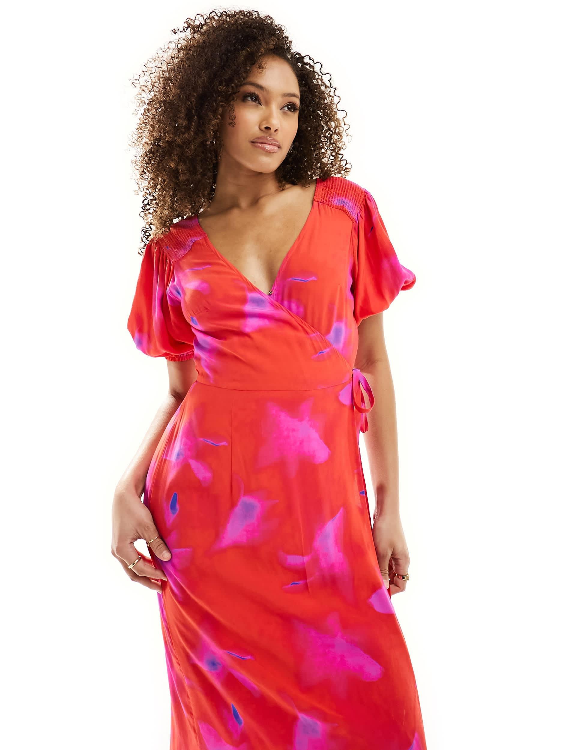 French connection red wrap dress online