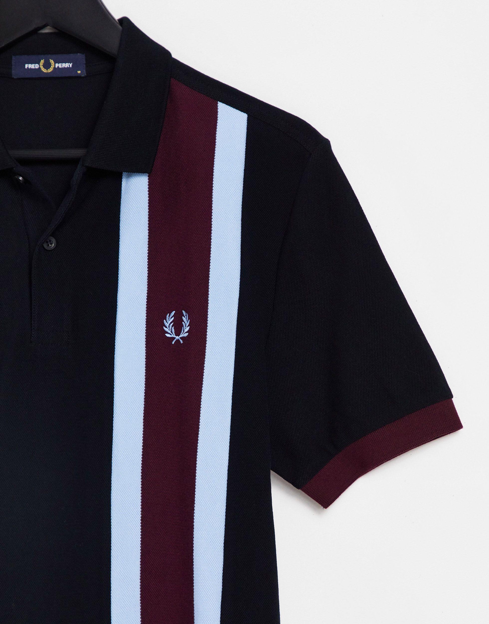Fred Perry Cotton Vertical Stripe Polo in Black for Men | Lyst Canada