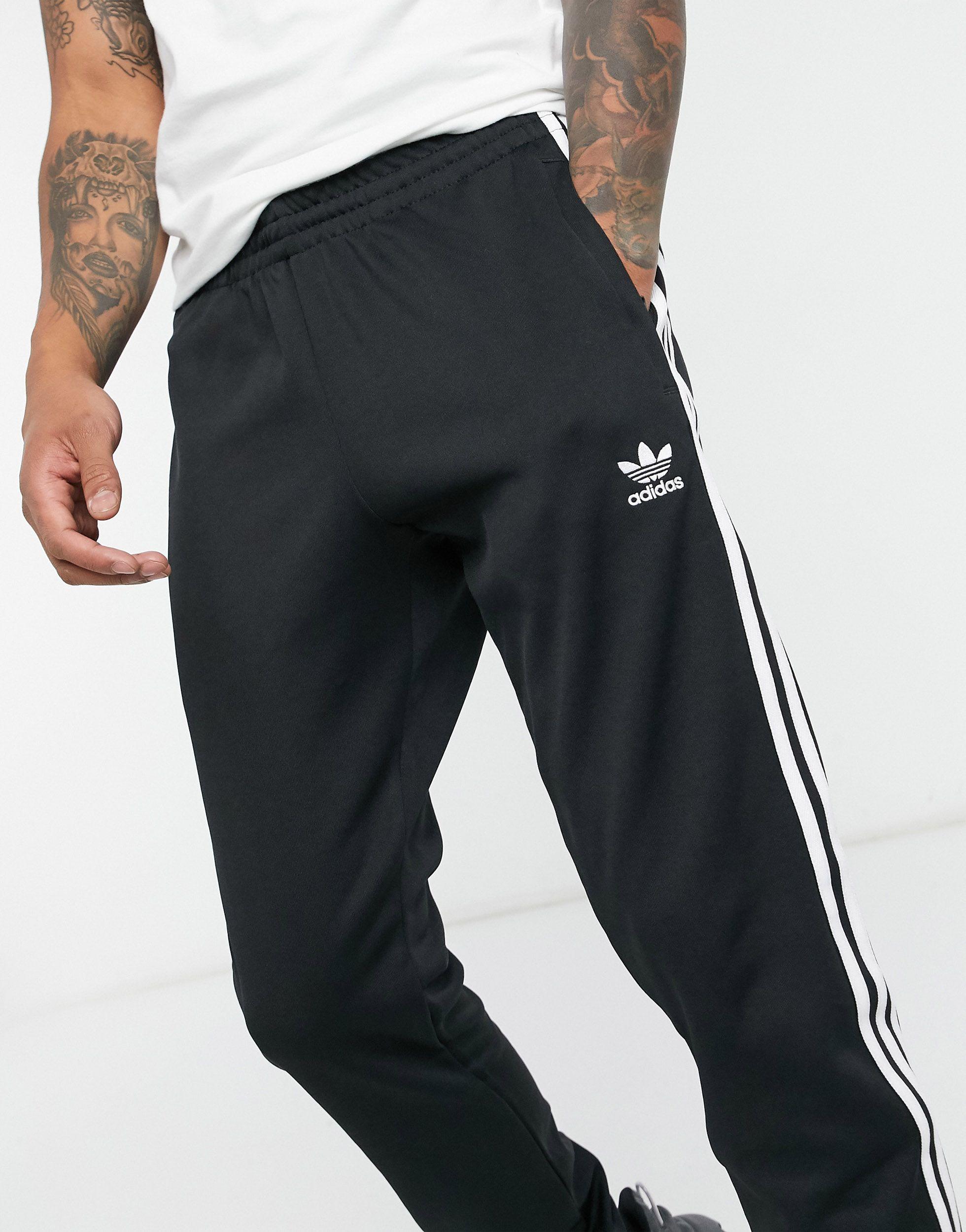 adidas Originals Adicolor Three Stripe Skinny Sweatpants in Black for Men |  Lyst