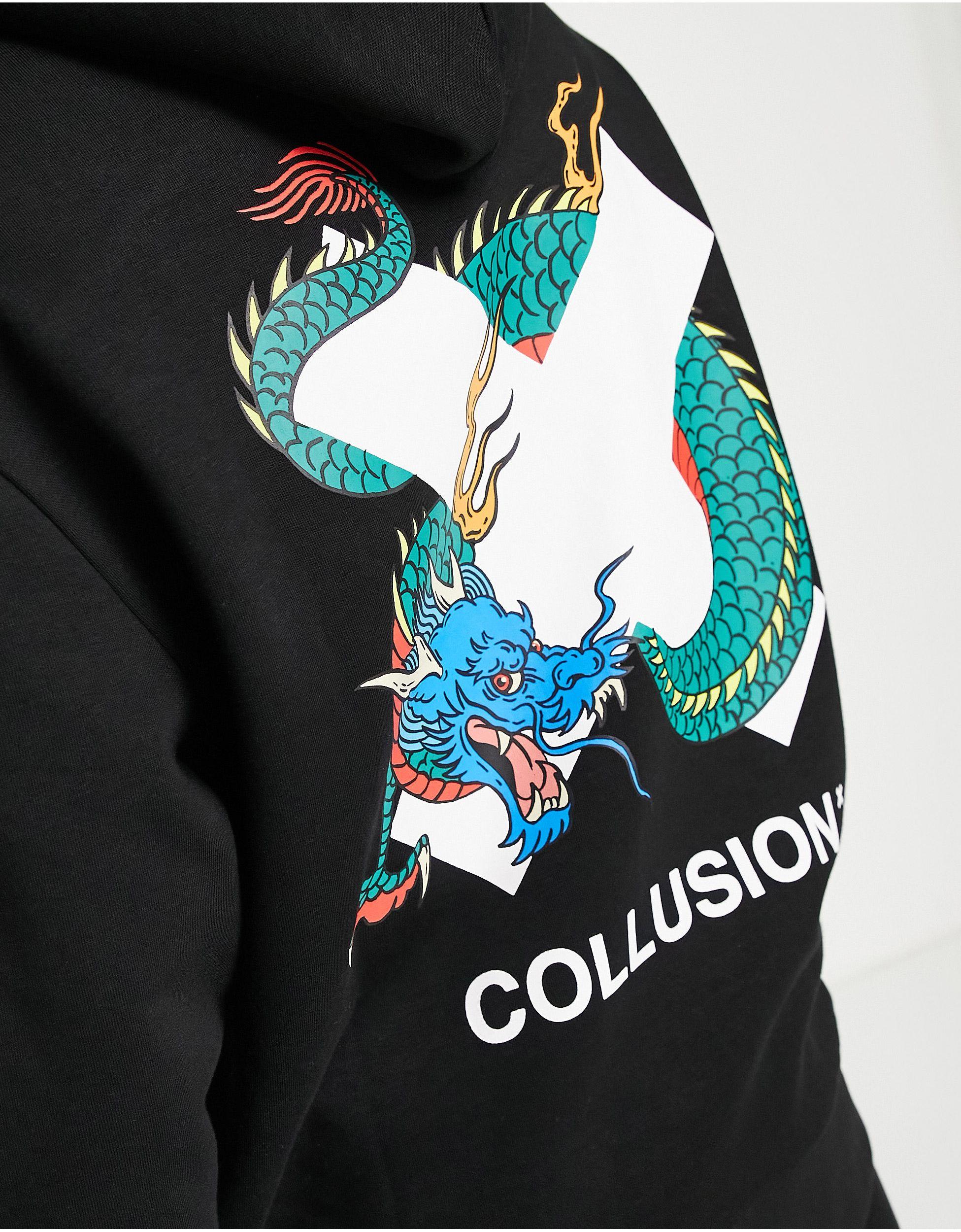 Collusion Hoodie With Logo X Dragon Print in Black for Men Lyst UK