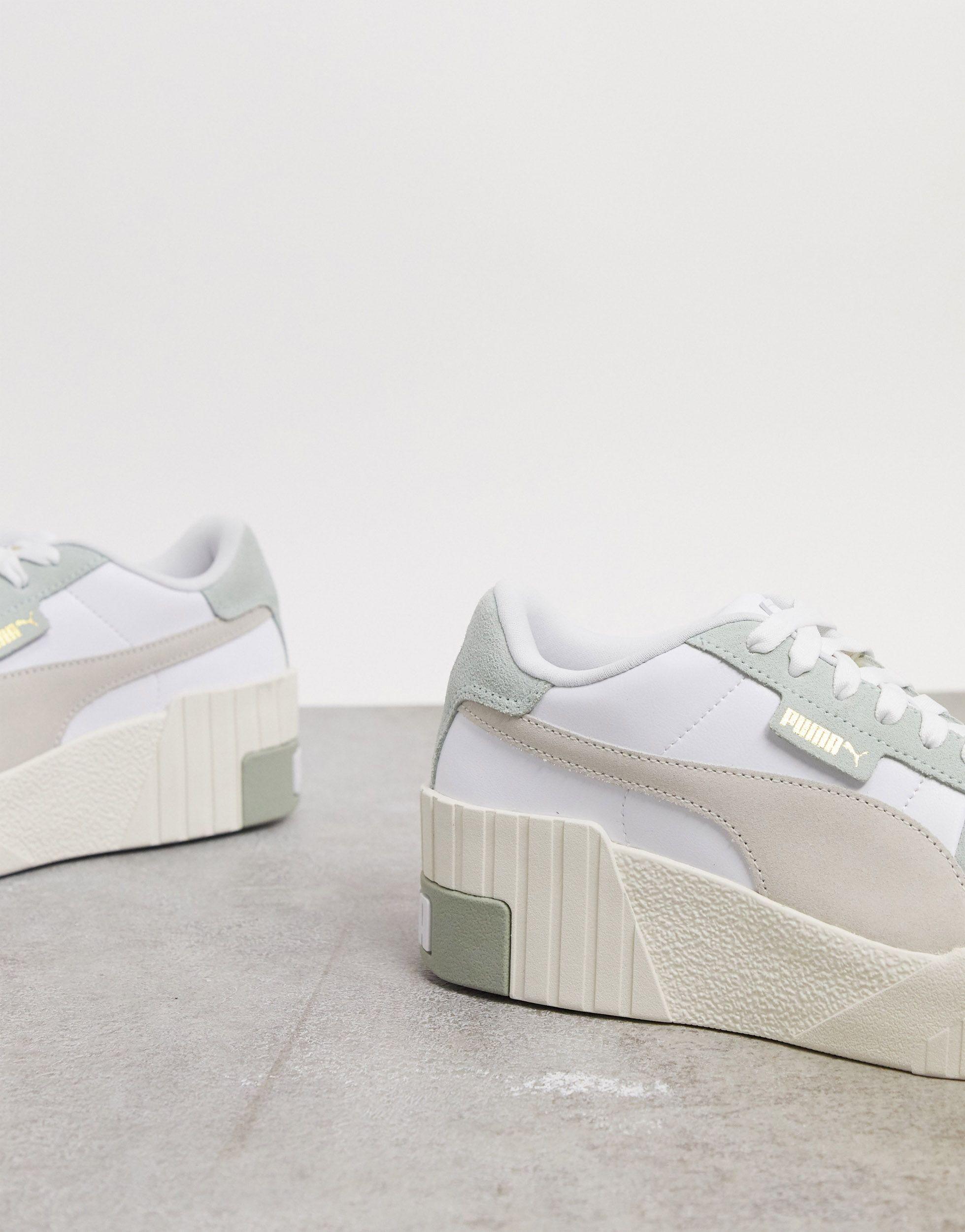 PUMA Rubber Cali Wedge Sneakers in Green | Lyst
