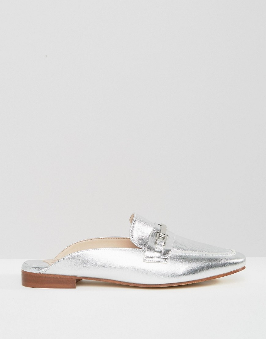silver backless loafers