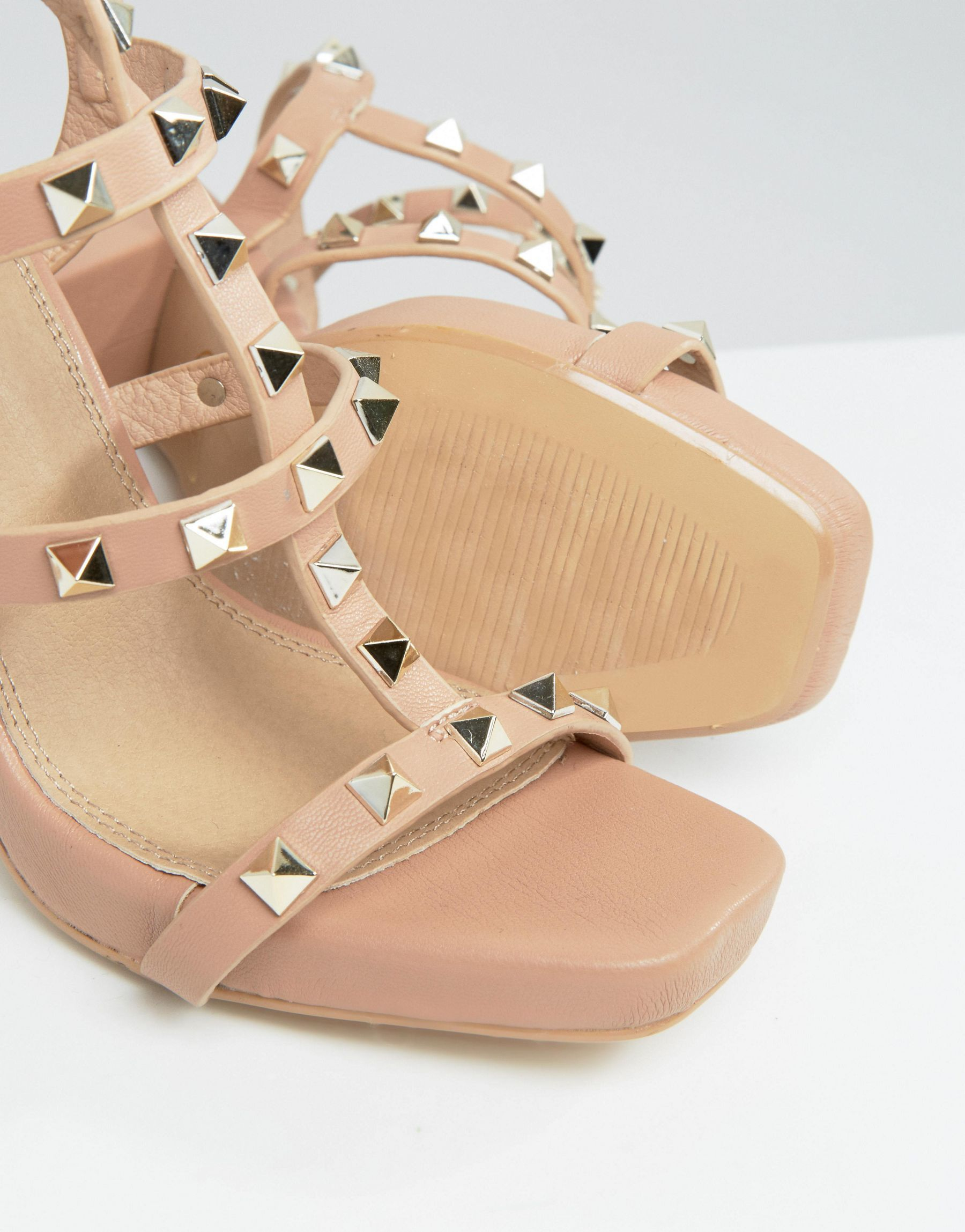 missguided studded block heel sandal