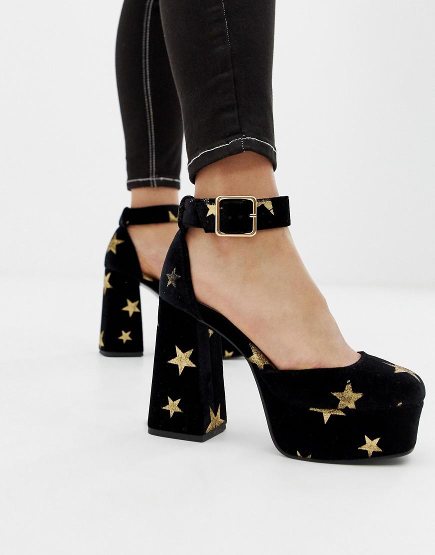 Buy > asos gold platform heels > in stock