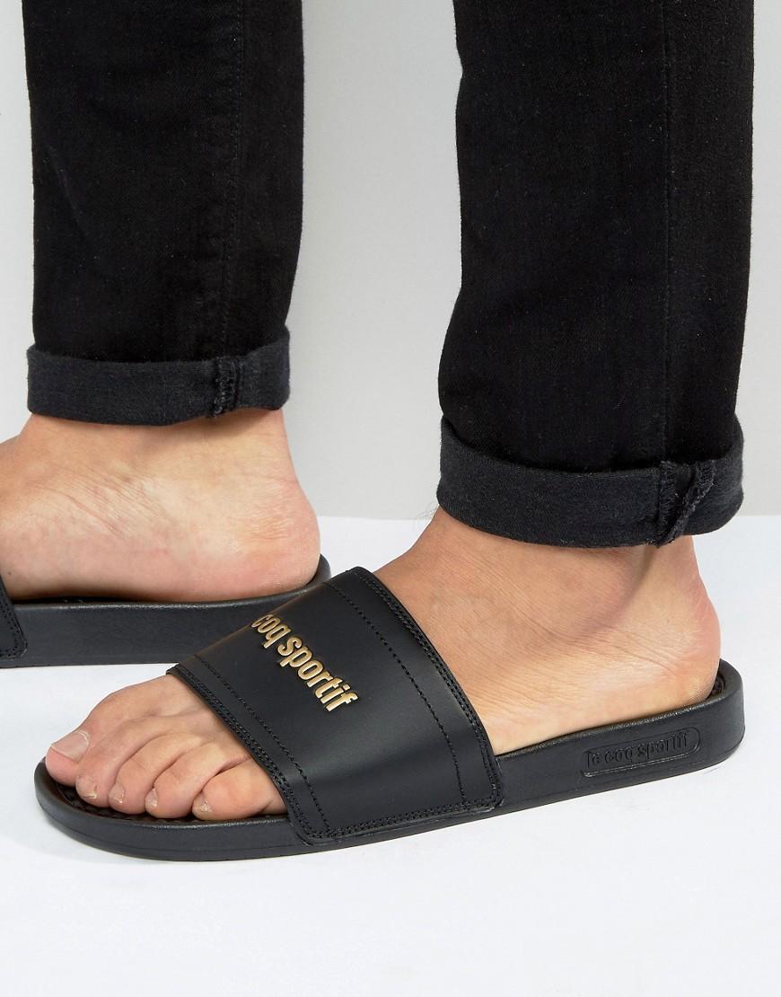 Le Coq Sportif Slider Flip Flops In Black 1621966 - Black in Blue for Men - Lyst