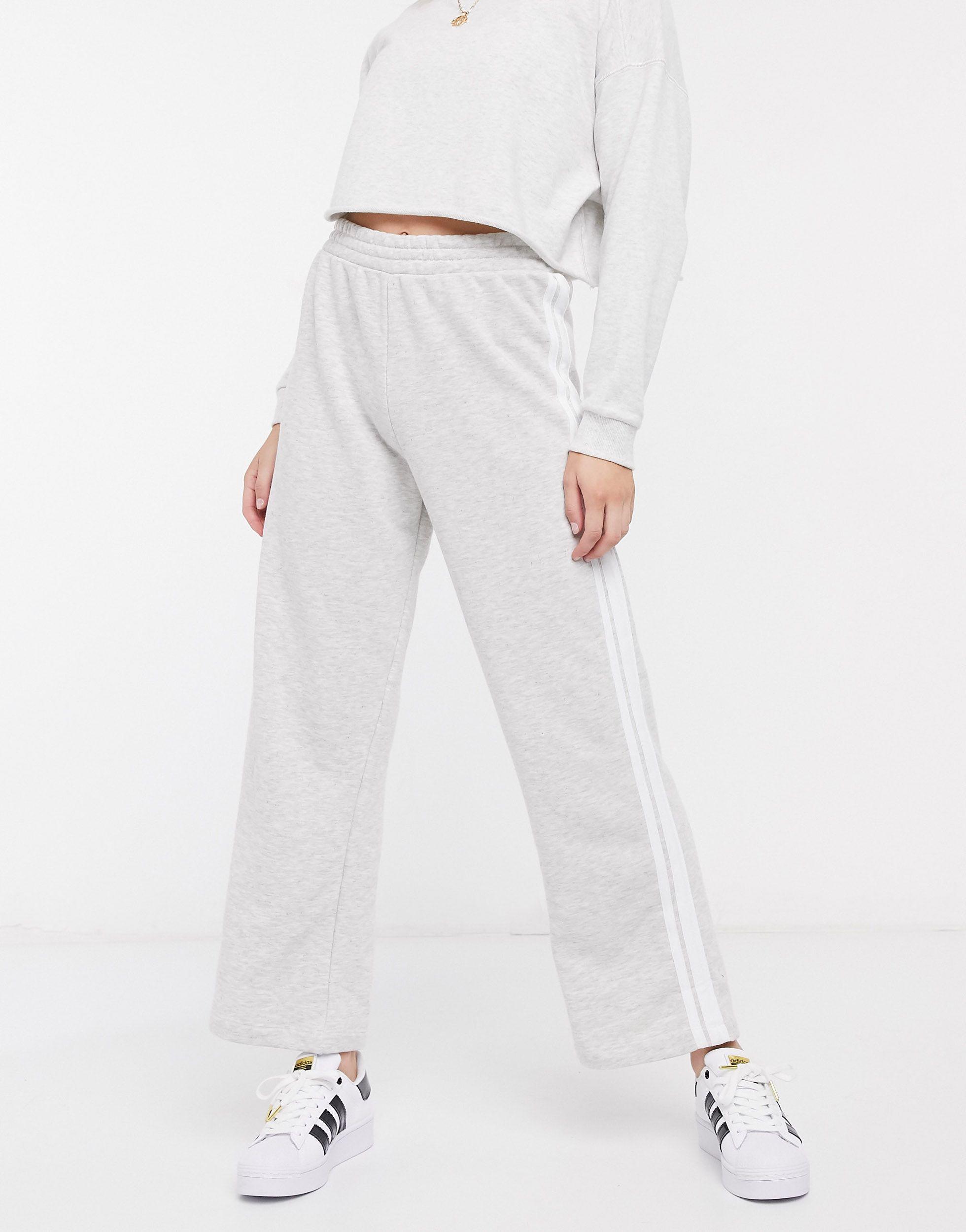 side stripe wide leg joggers