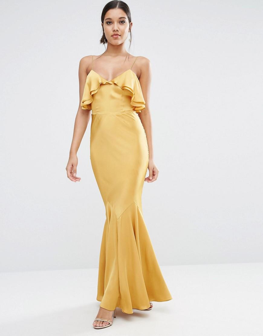 asos gold satin dress