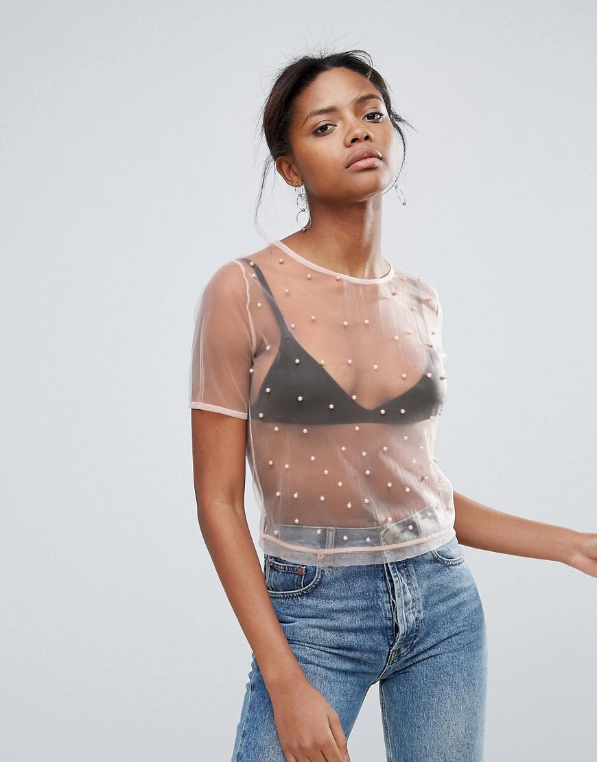 pearl mesh top