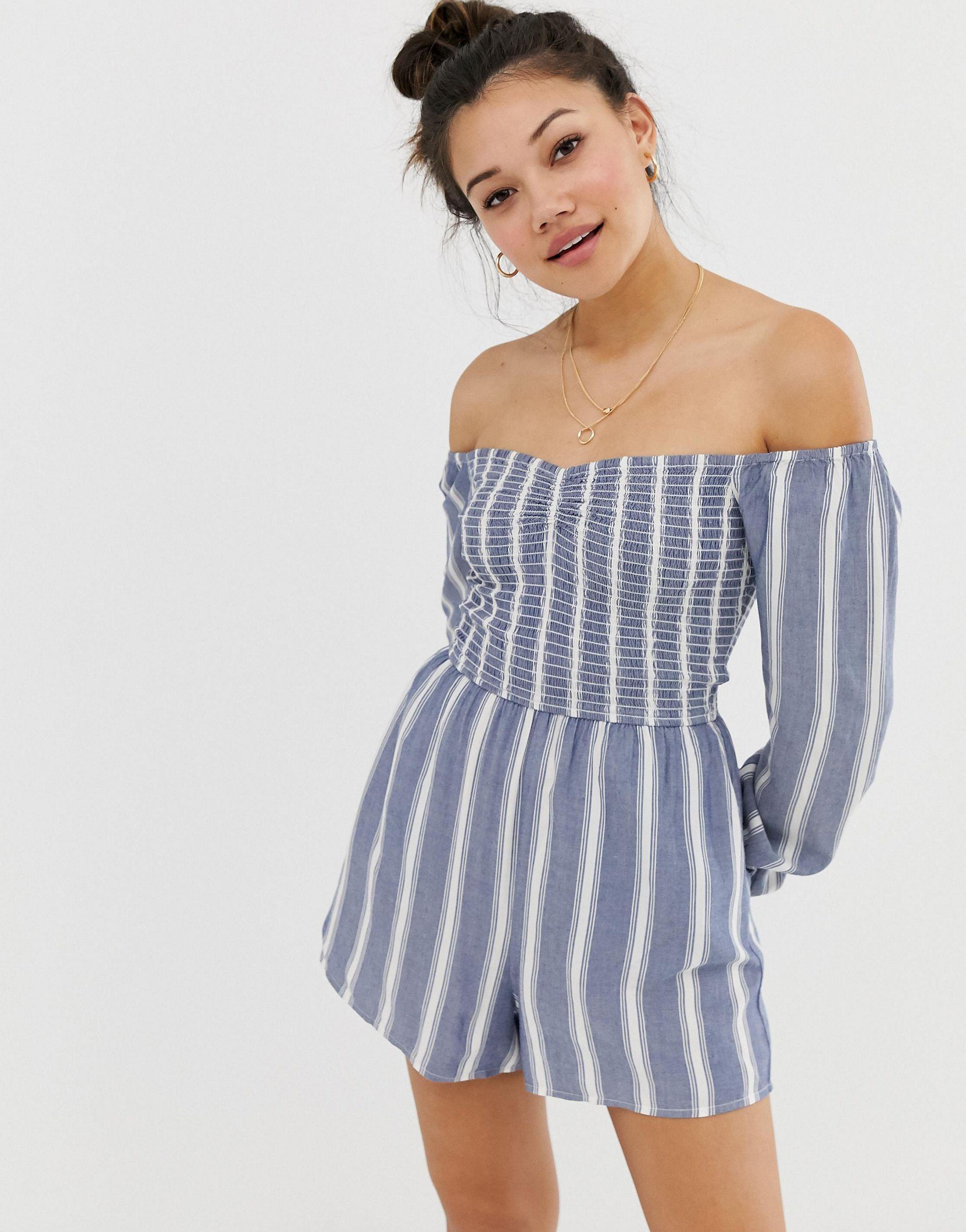 Hollister Synthetic Playsuit Stripe in Blue - Lyst