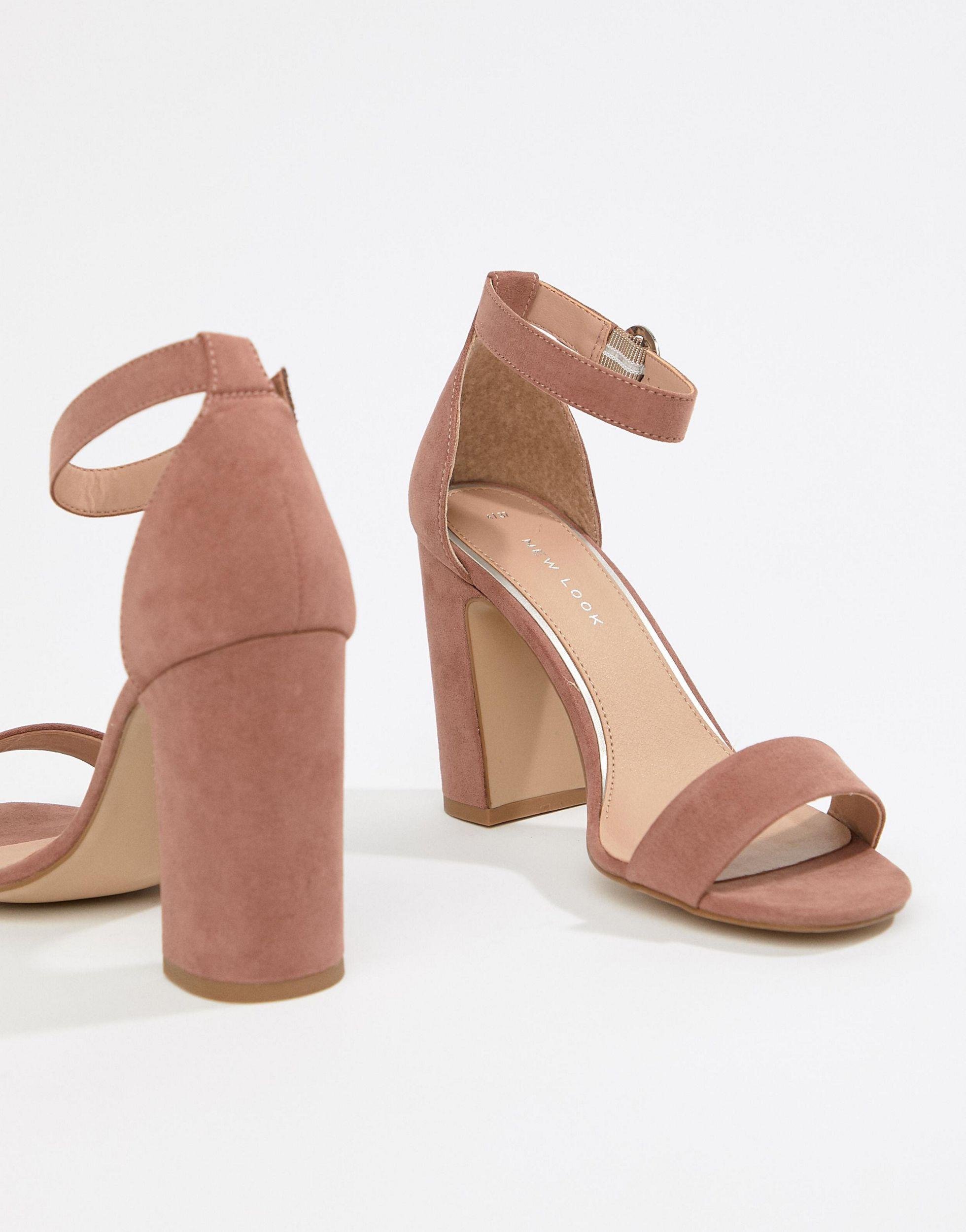 New Look Block Heeled Sandals in Pink | Lyst