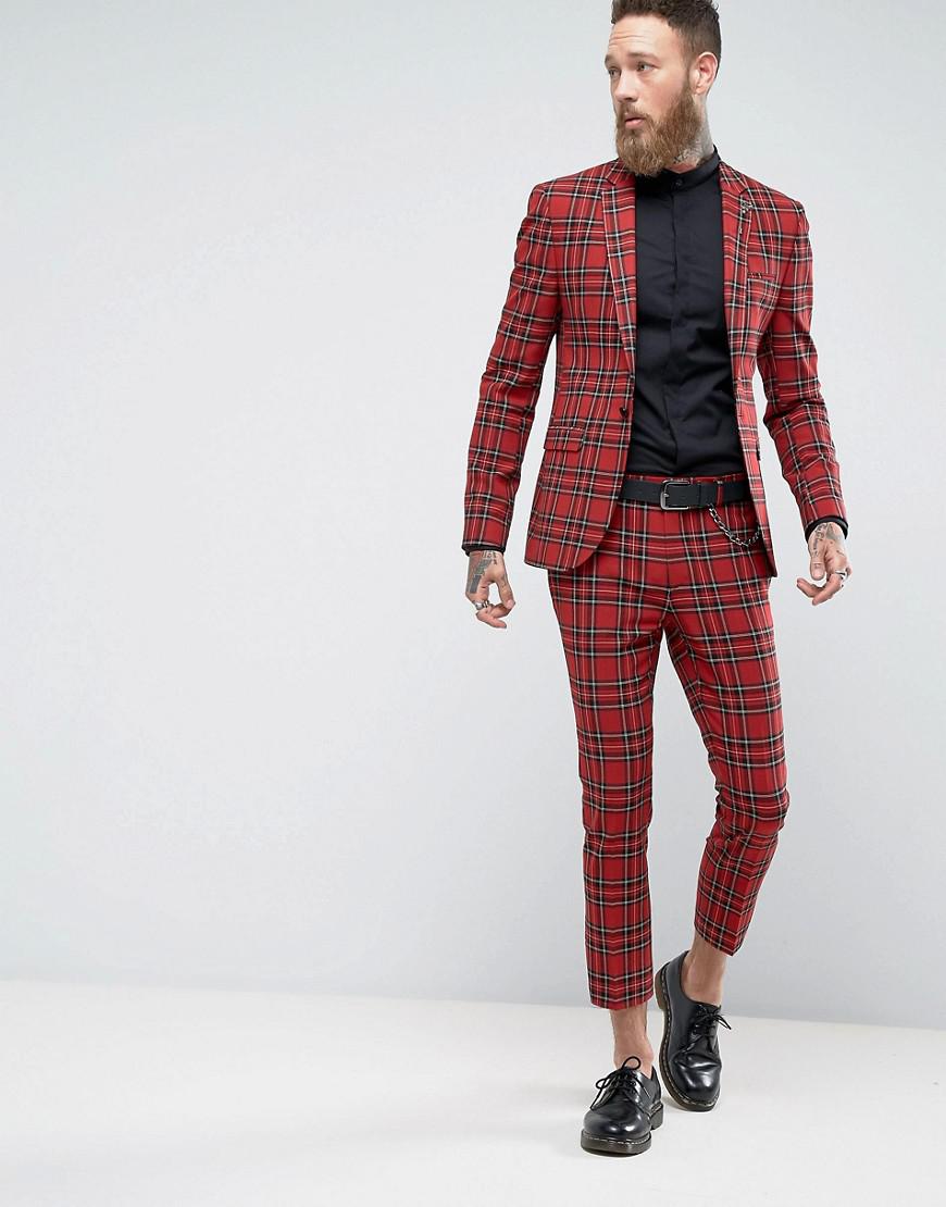 red plaid suit pants