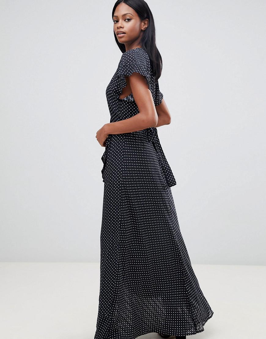 Whistles Silk Polka Dot Maxi Wrap Dress 