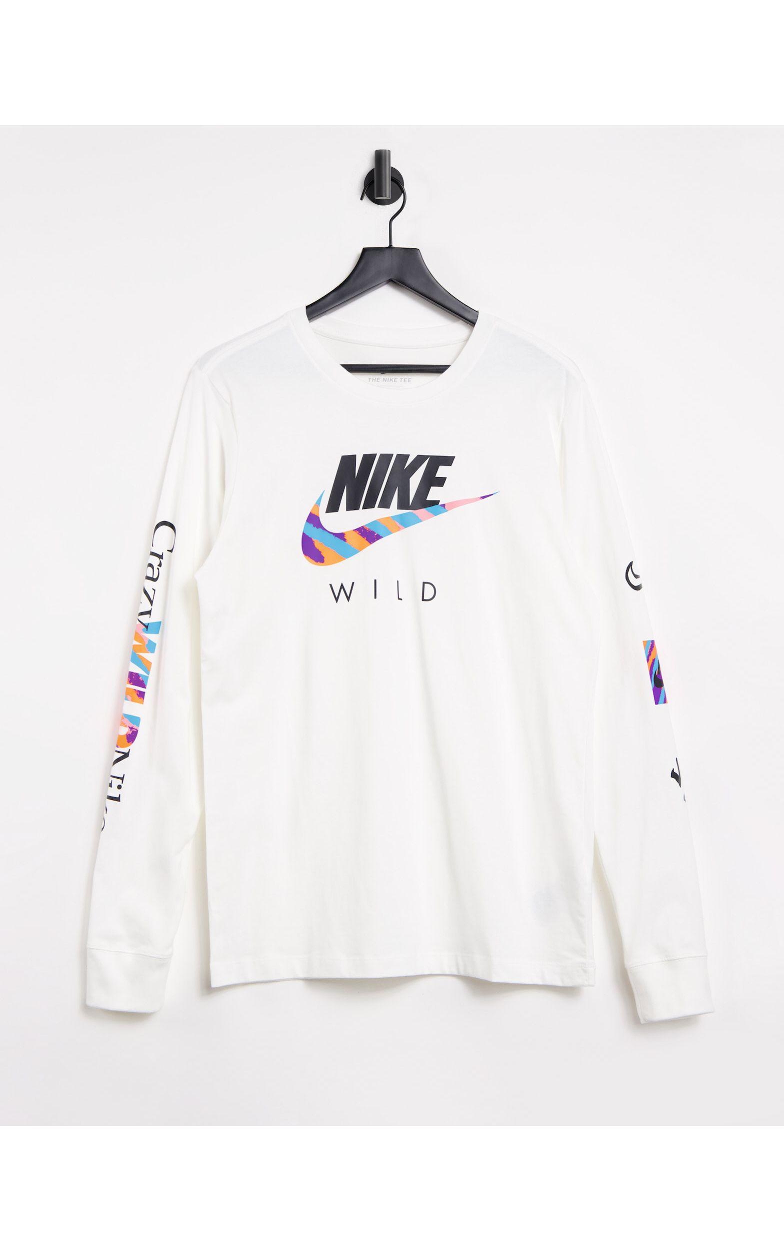 Nike Wild Graphic Long Sleeve T-shirt in White for Men | Lyst