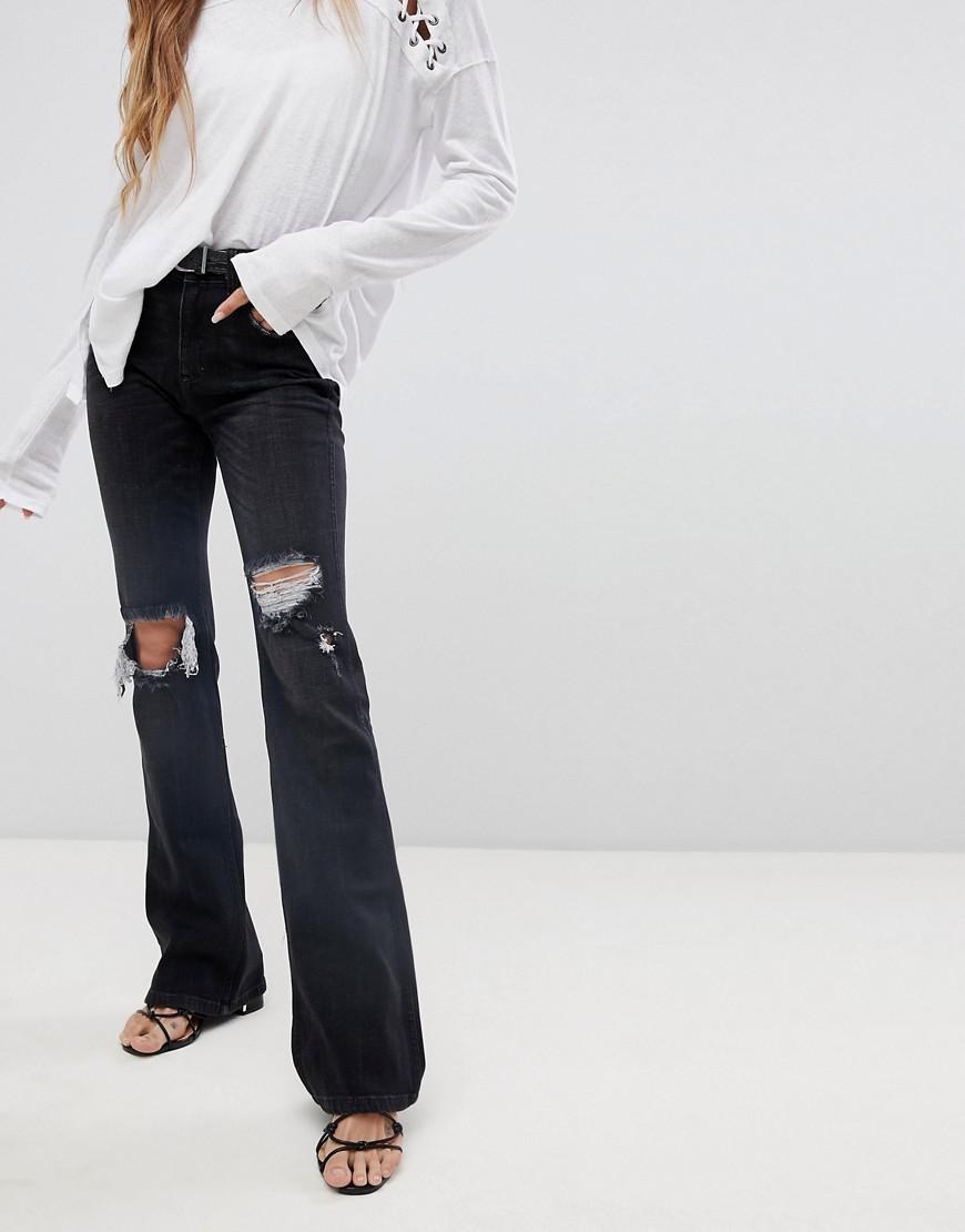 ripped black flare jeans