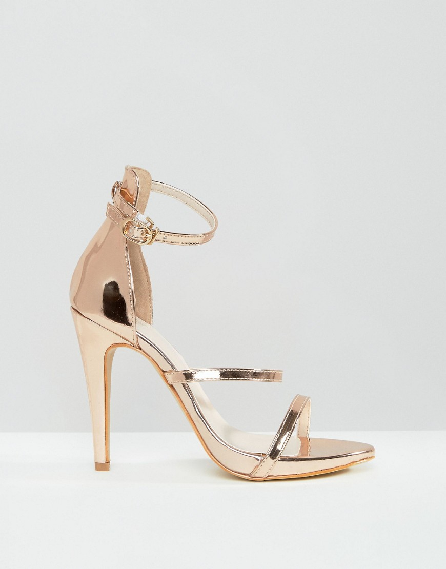 True Decadence Rose Gold Strappy Platform Heeled Sandals - Rose Gold  Metallic | Lyst