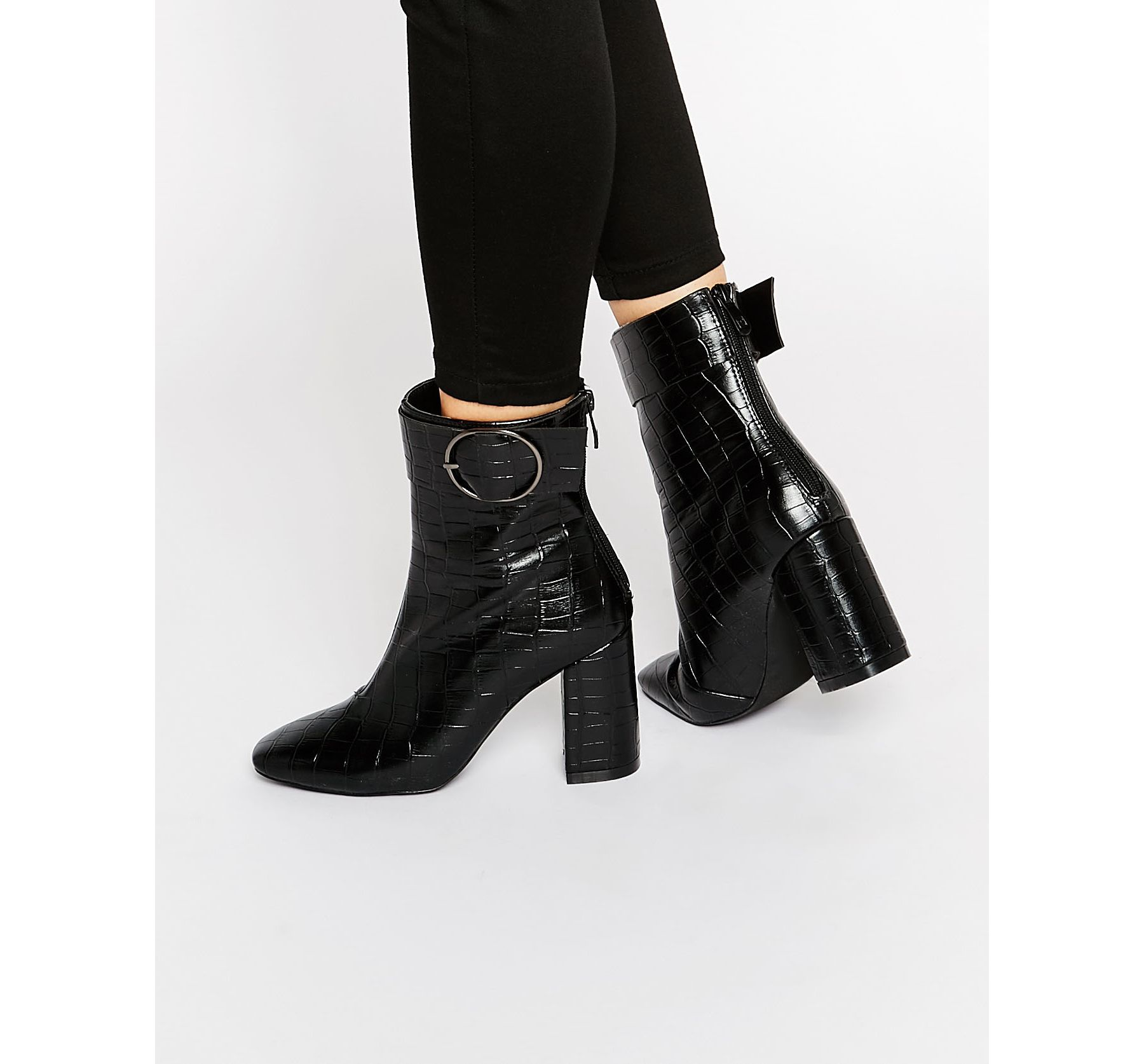 public desire black croc effect platform boots