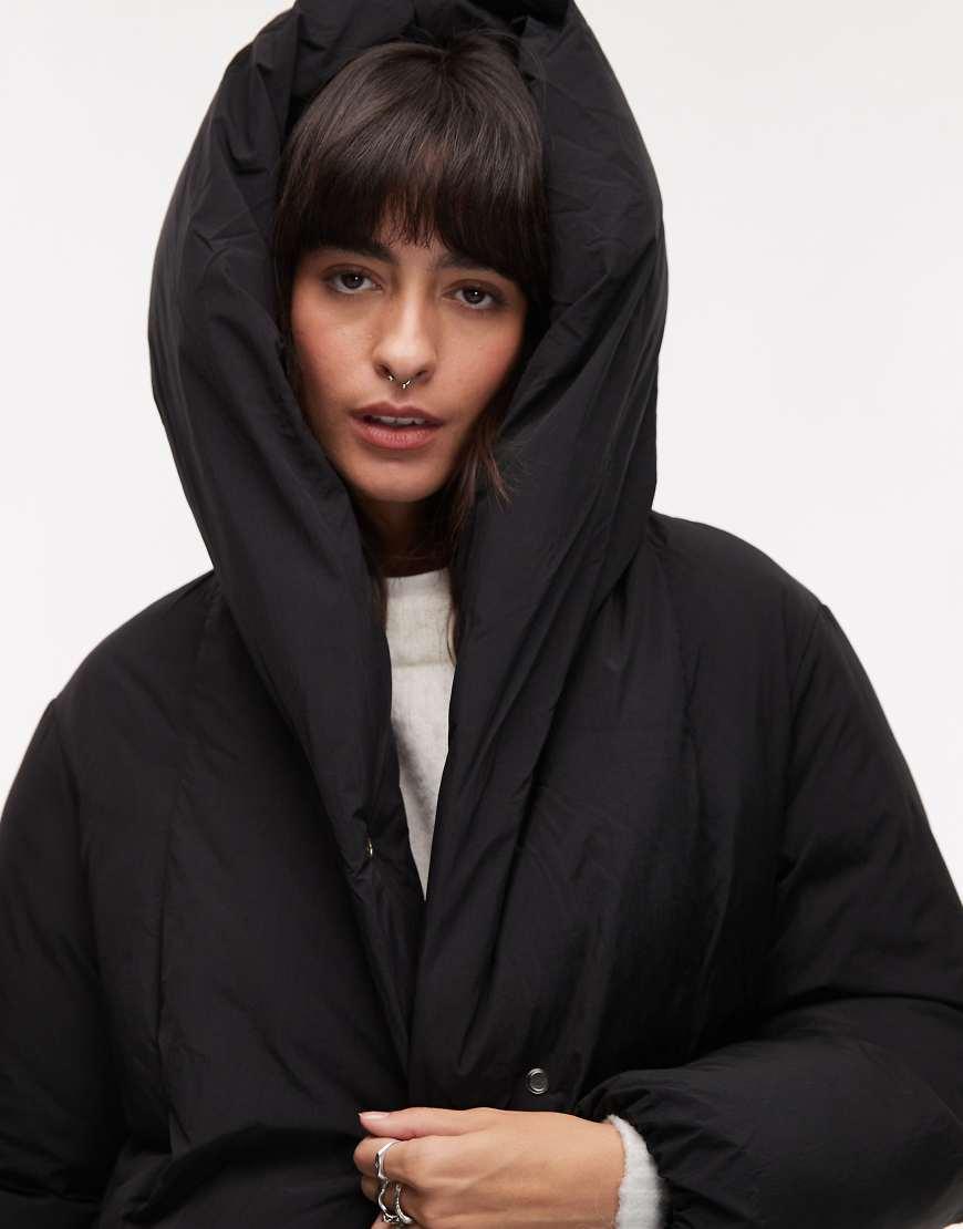 Mango Oversized Relaxed Collar Puffer Coat in Black Lyst UK