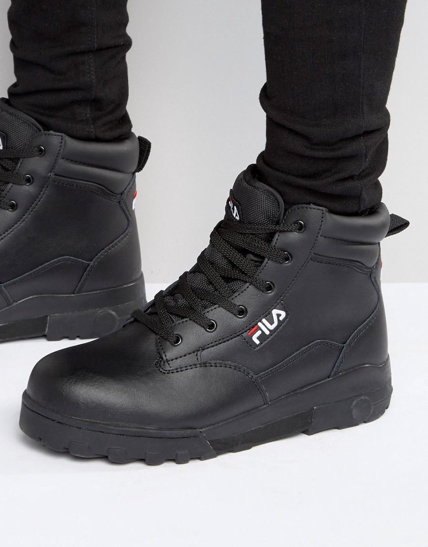 Fila Leather Grunge Mid Laceup Boots in Black for Men - Lyst
