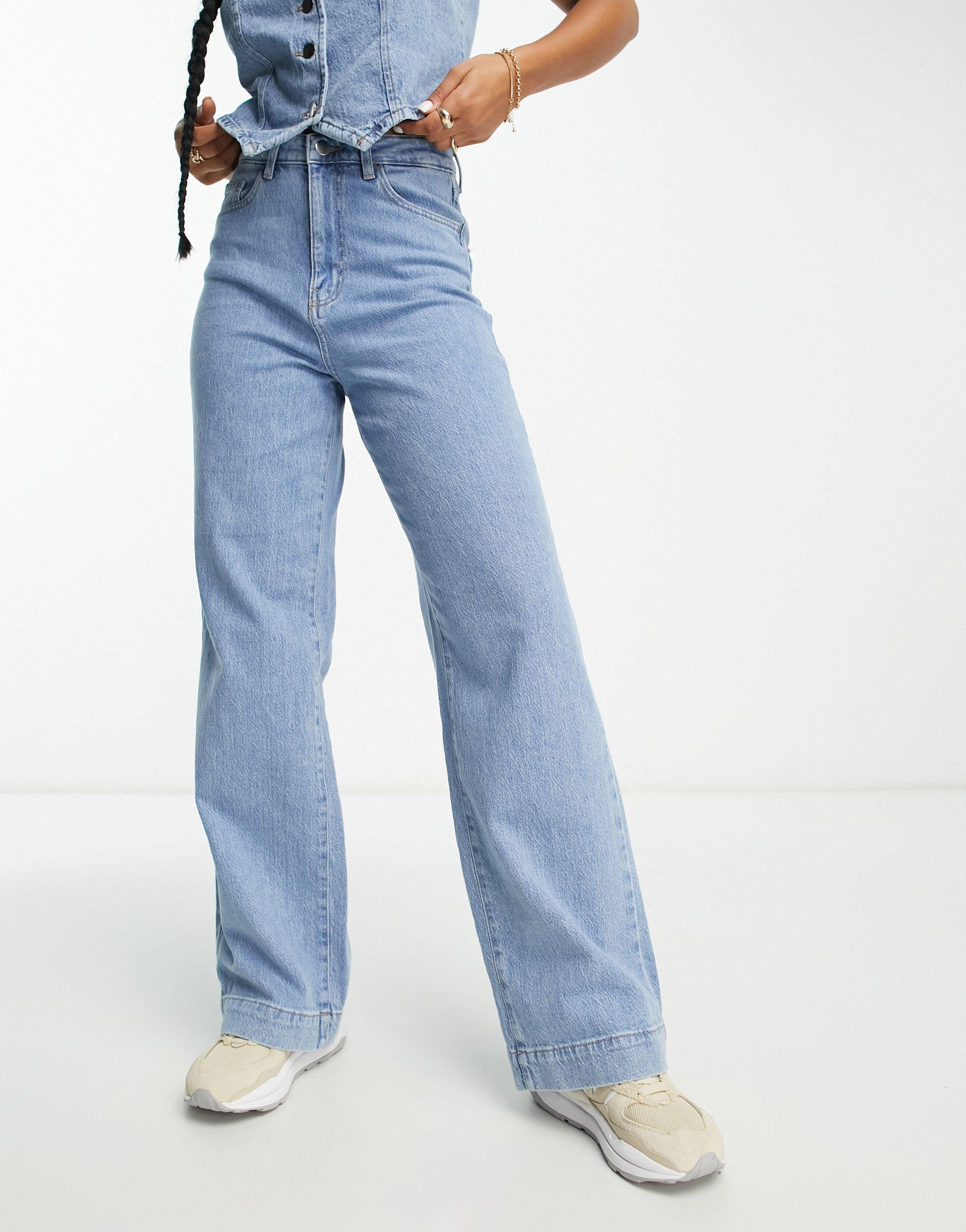 Vero Moda Aware Double Denim Wide Leg Jeans Co-ord in Blue | Lyst