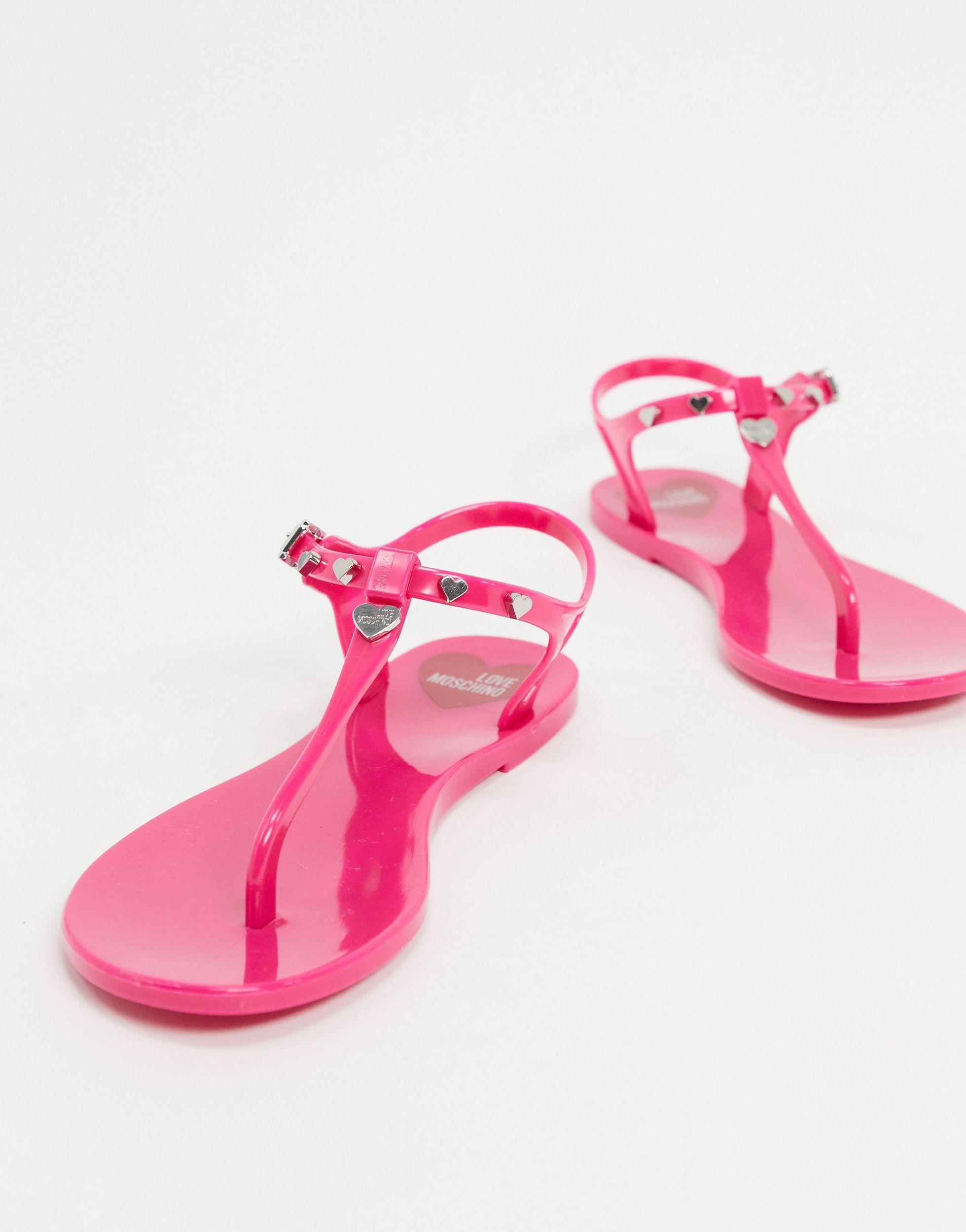 Love Moschino Platte Plastic Sandalen in het Roze | Lyst NL