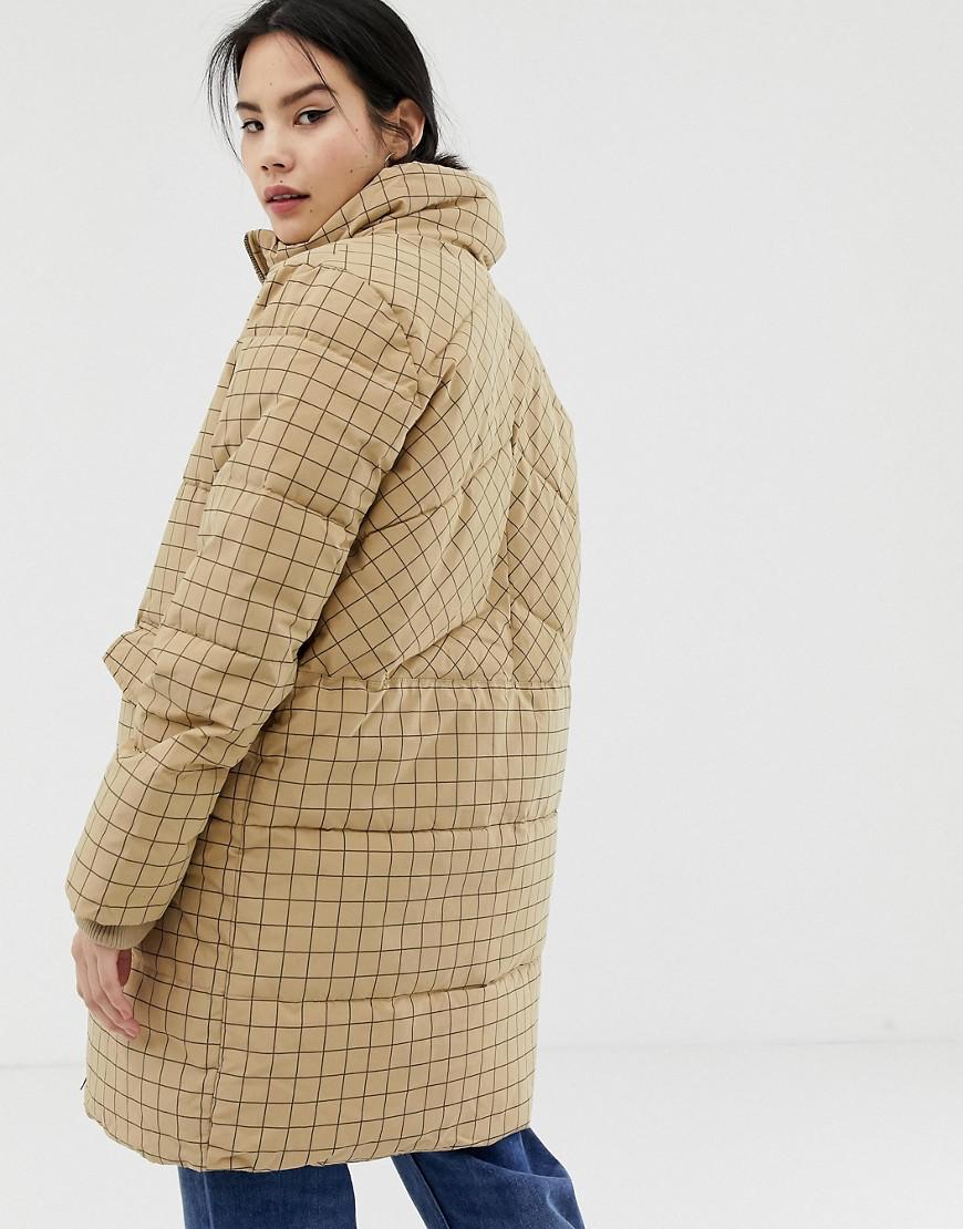 check padded coat