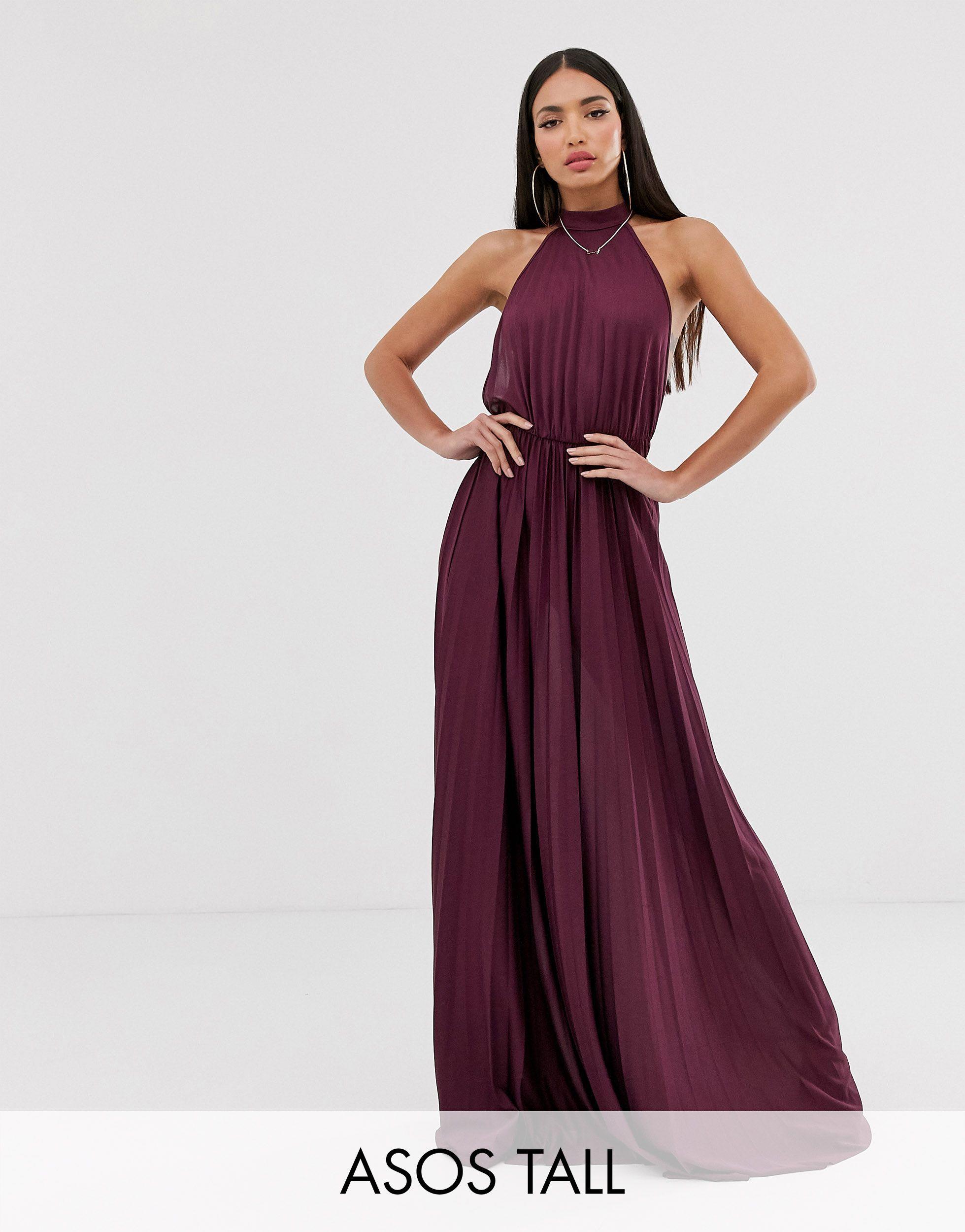 vanessa backless halter pleated maxi dress