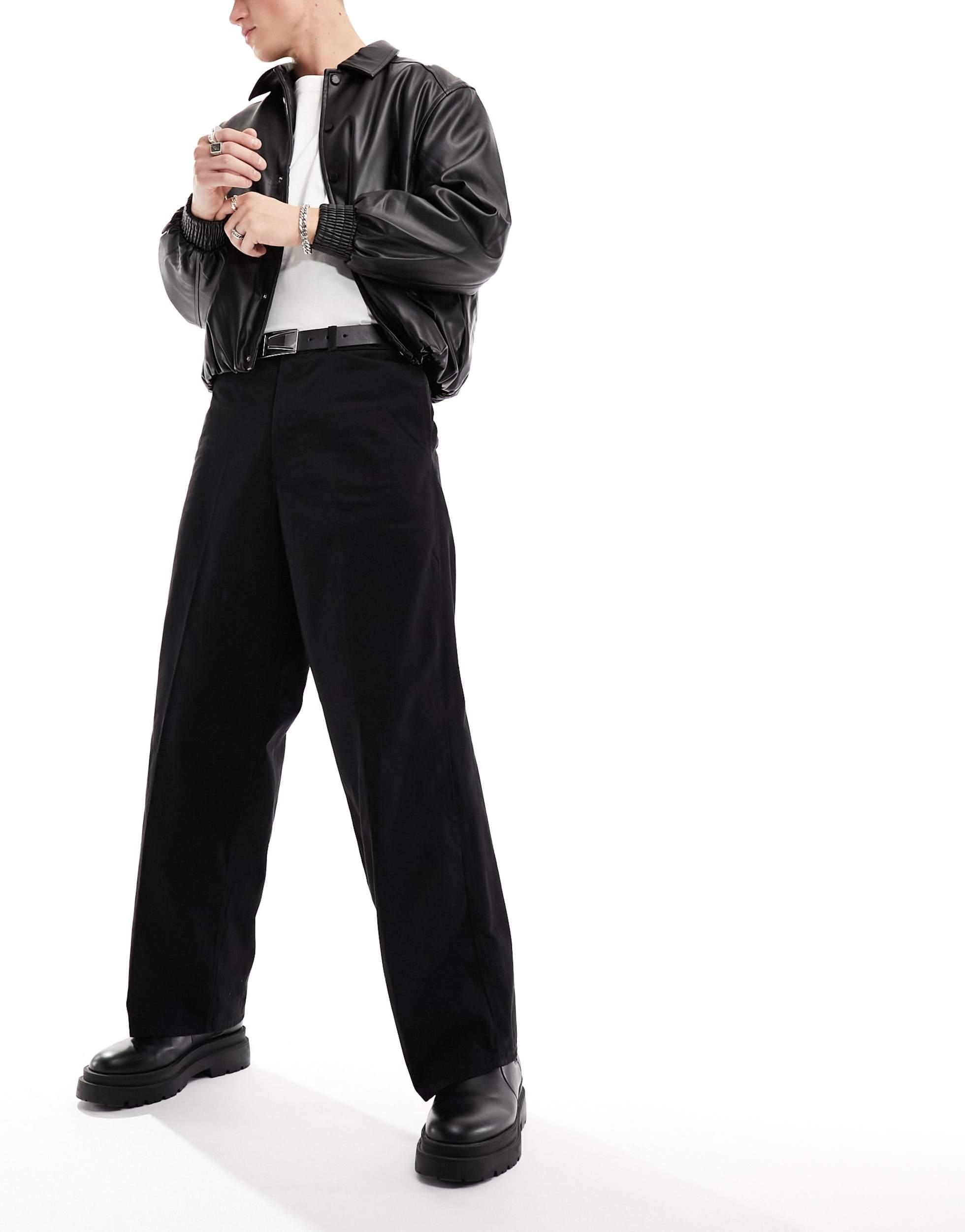 Uno Weekday Leather Trousers Weekday Astro Loose Fit Wide Leg