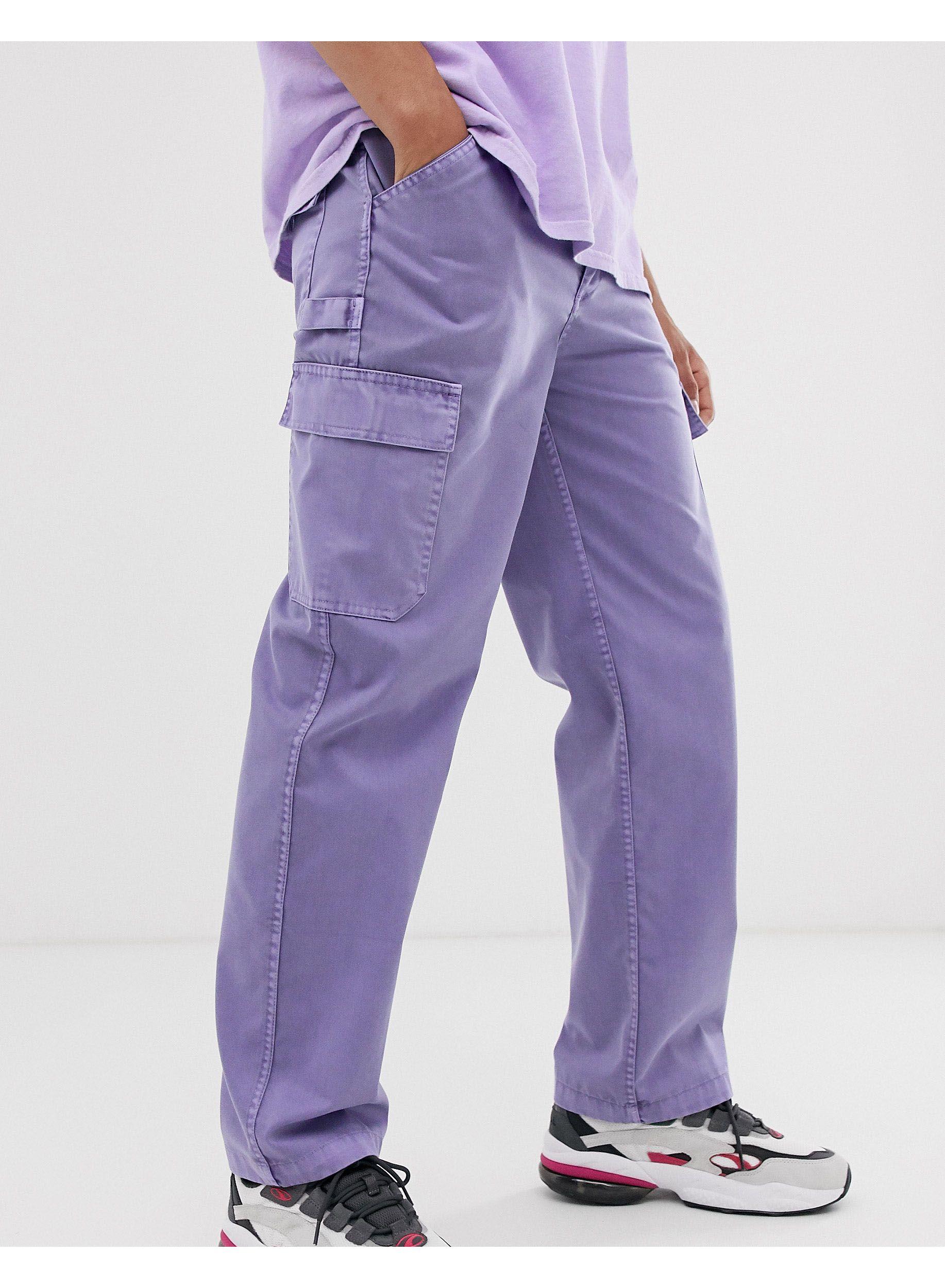 Reclaimed (vintage) Overdye Violet Cargo Trousers in Purple for Men | Lyst