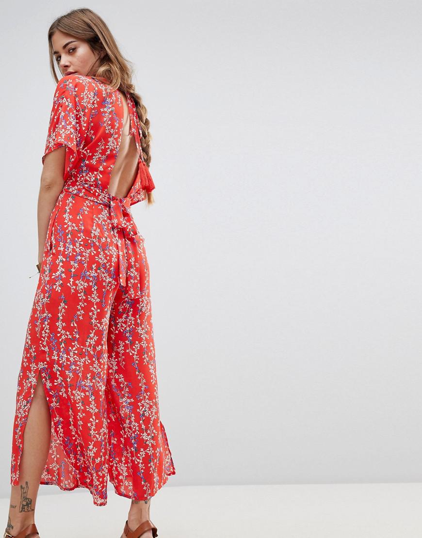 floral wrap jumpsuit