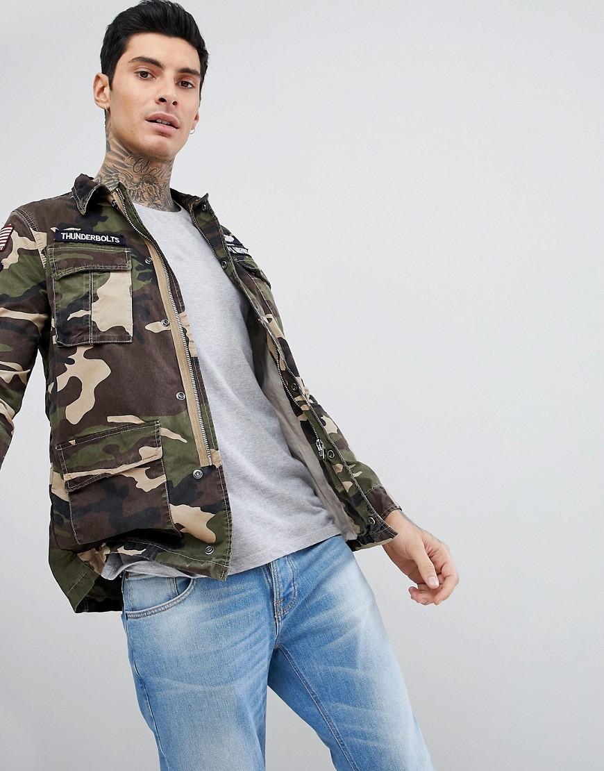 Williams - Giacca stile militare M65 verde con stampa mimetica e  toppeSchott Nyc in Pelle da Uomo colore Verde | Lyst