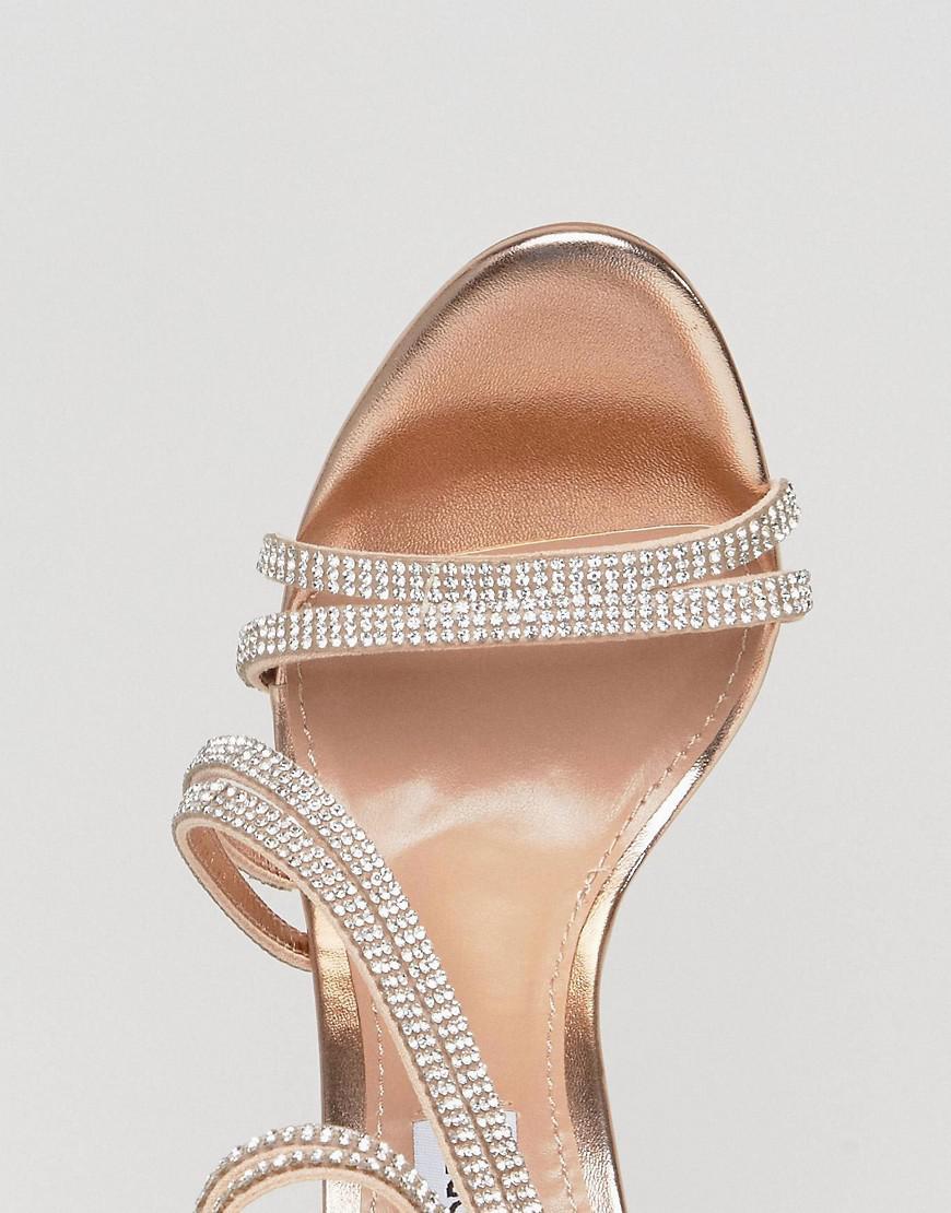 Steve Madden Sweetest Rose Gold Heeled Sandals in Metallic | Lyst