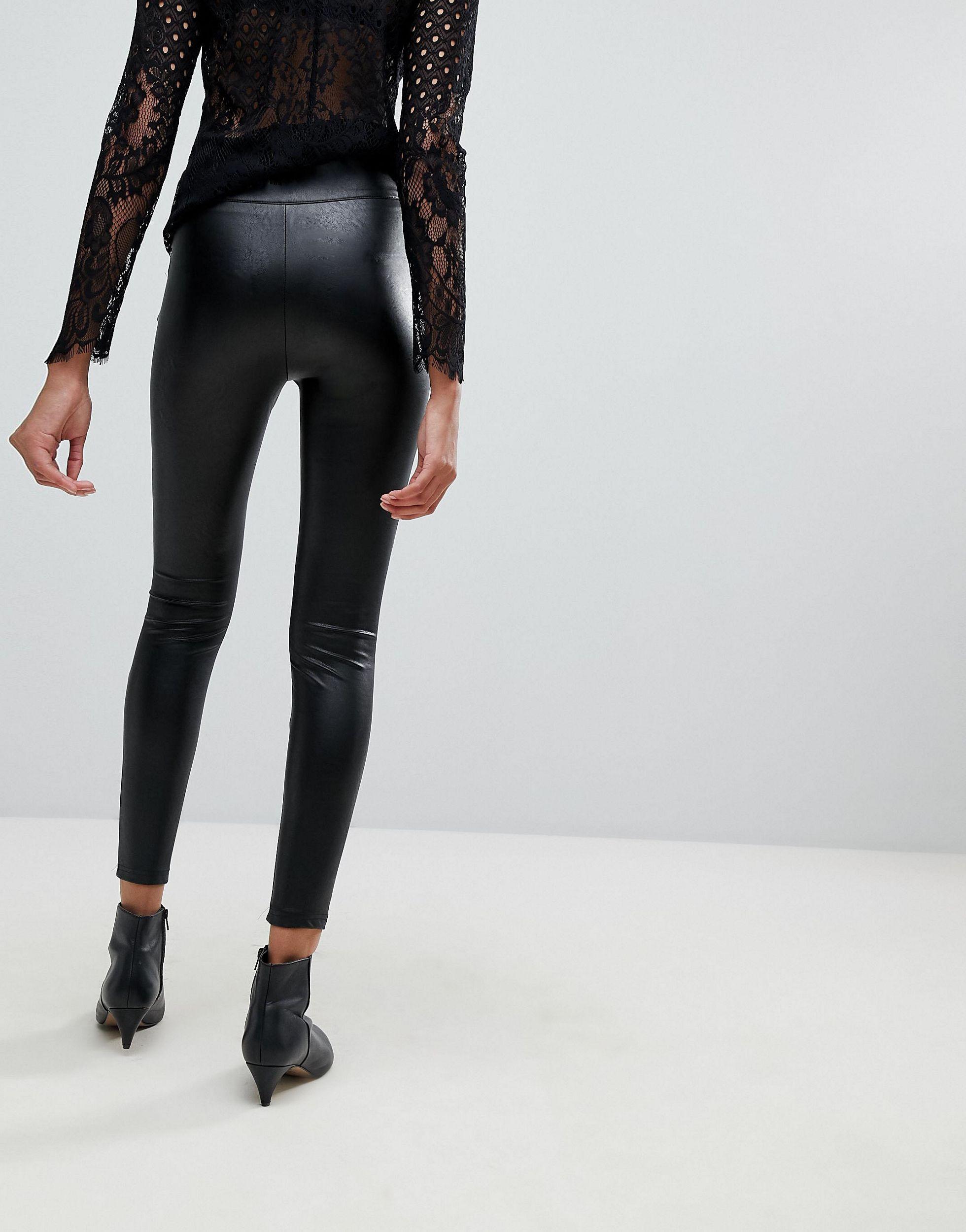 Stradivarius Leather Look Trouser in 