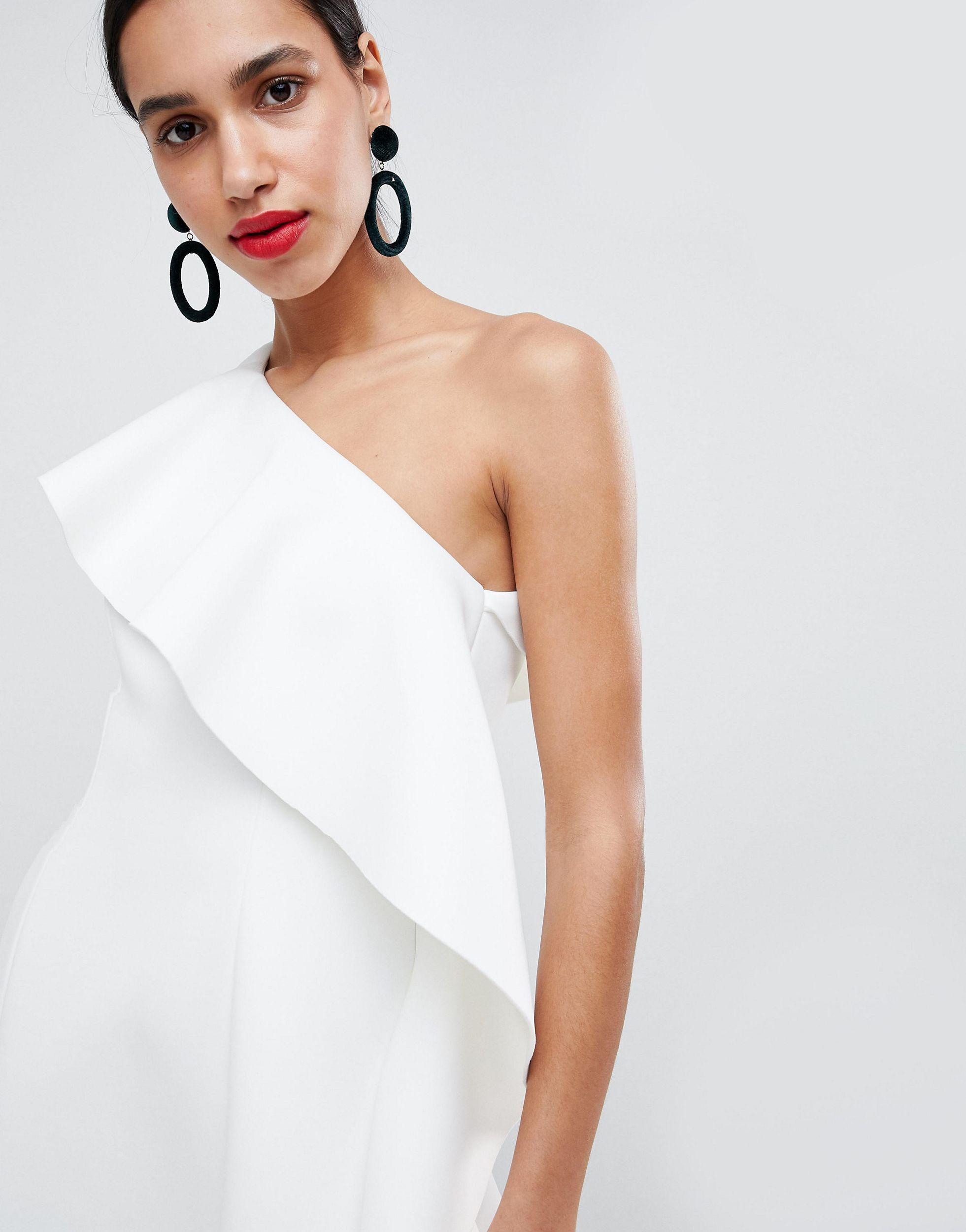asos one shoulder ruffle dress