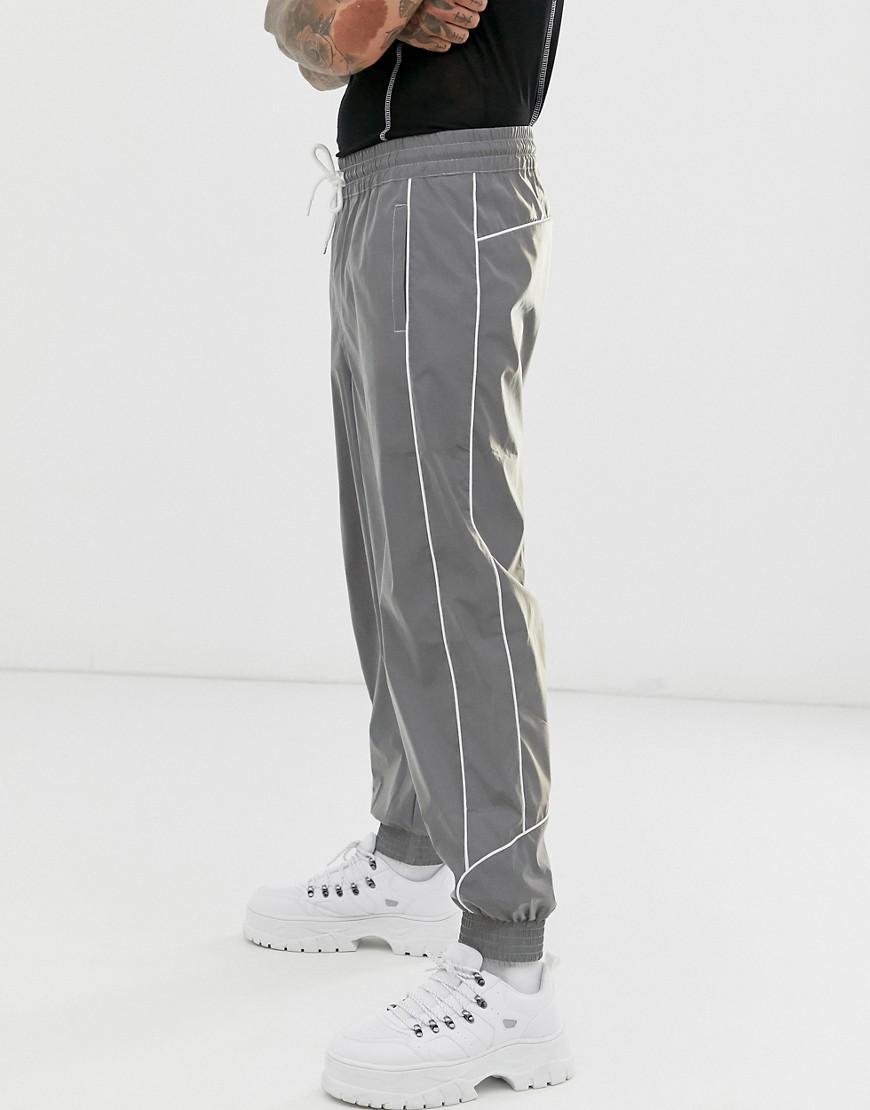 ASOS Synthetic Oversized Tapered Sweatpants in Silver (Metallic) for ...