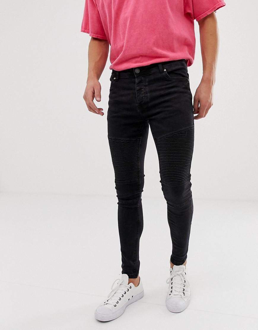 black skinny biker jeans