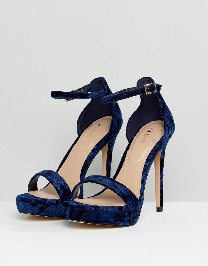 ALDO Madalene Velvet Platform Heeled Sandal in Blue | Lyst
