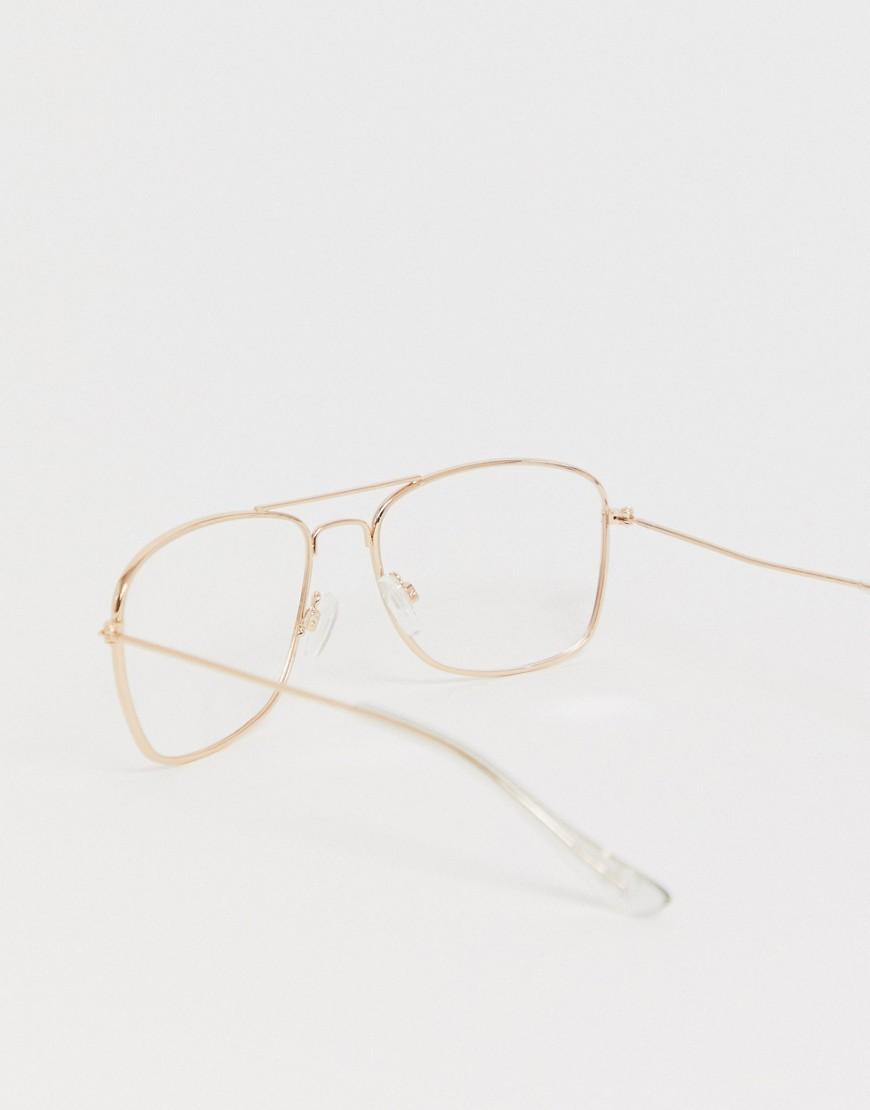 gold frame square glasses