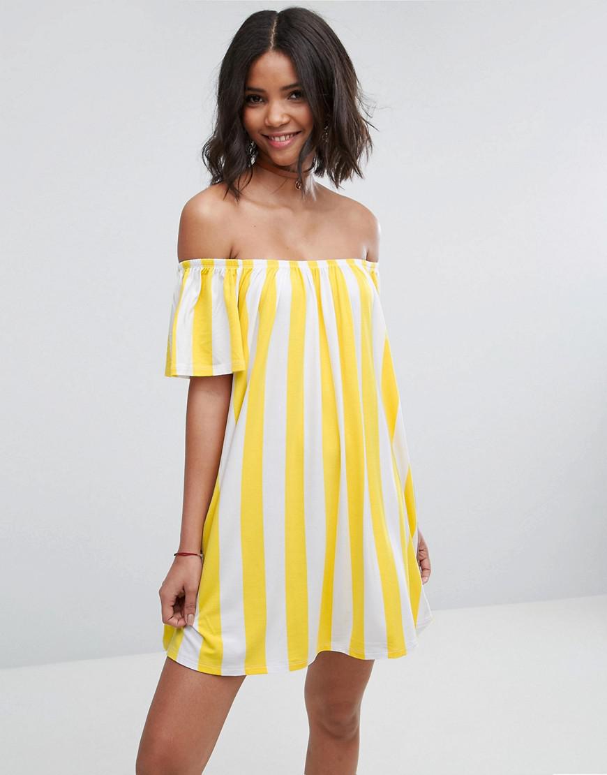 yellow off the shoulder sundress