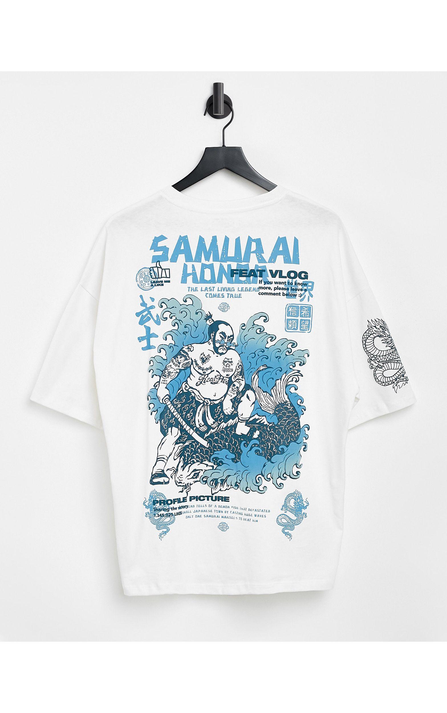 Over het algemeen Bijbel Macadam Bershka T-shirt With Samurai Back Print in White for Men | Lyst