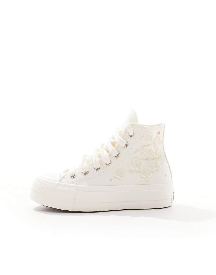 Converse Lift Hi Organza Flower Trainers With Chunky Laces in