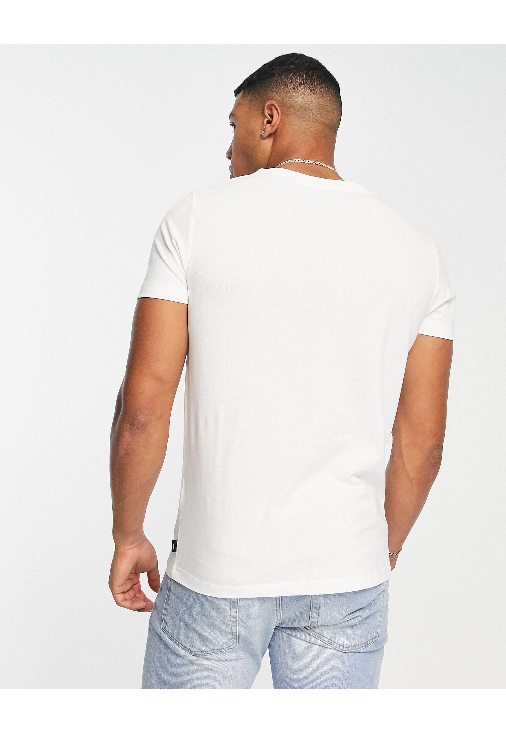 Jack & Jones Premium Pique Crew Neck T-shirt in White for Men | Lyst