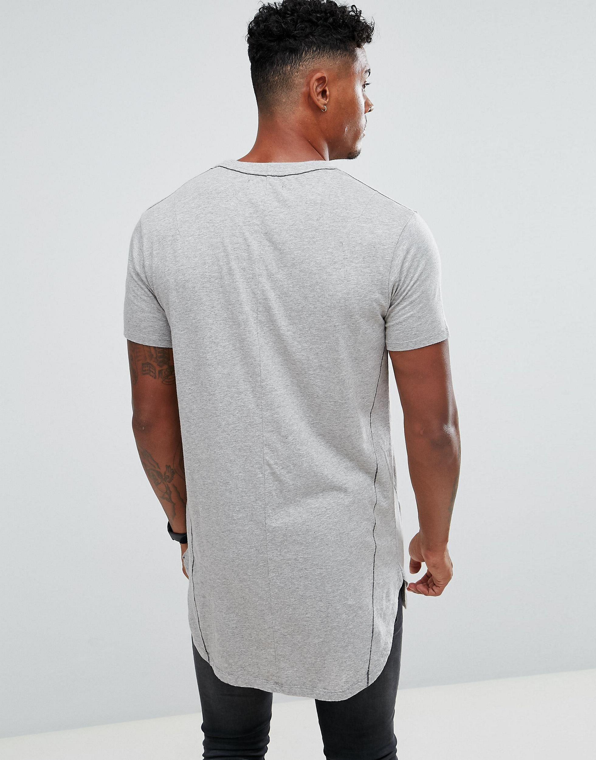 Religion Cotton Longline Logo T-shirt in Grey (Gray) for Men - Lyst