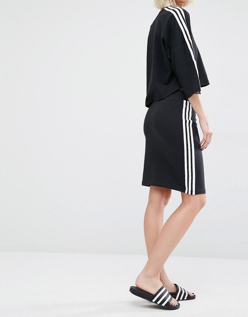 adidas Originals Three Stripe Skirt in Black | Lyst