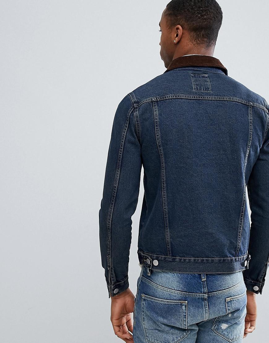 mens denim jacket with corduroy collar