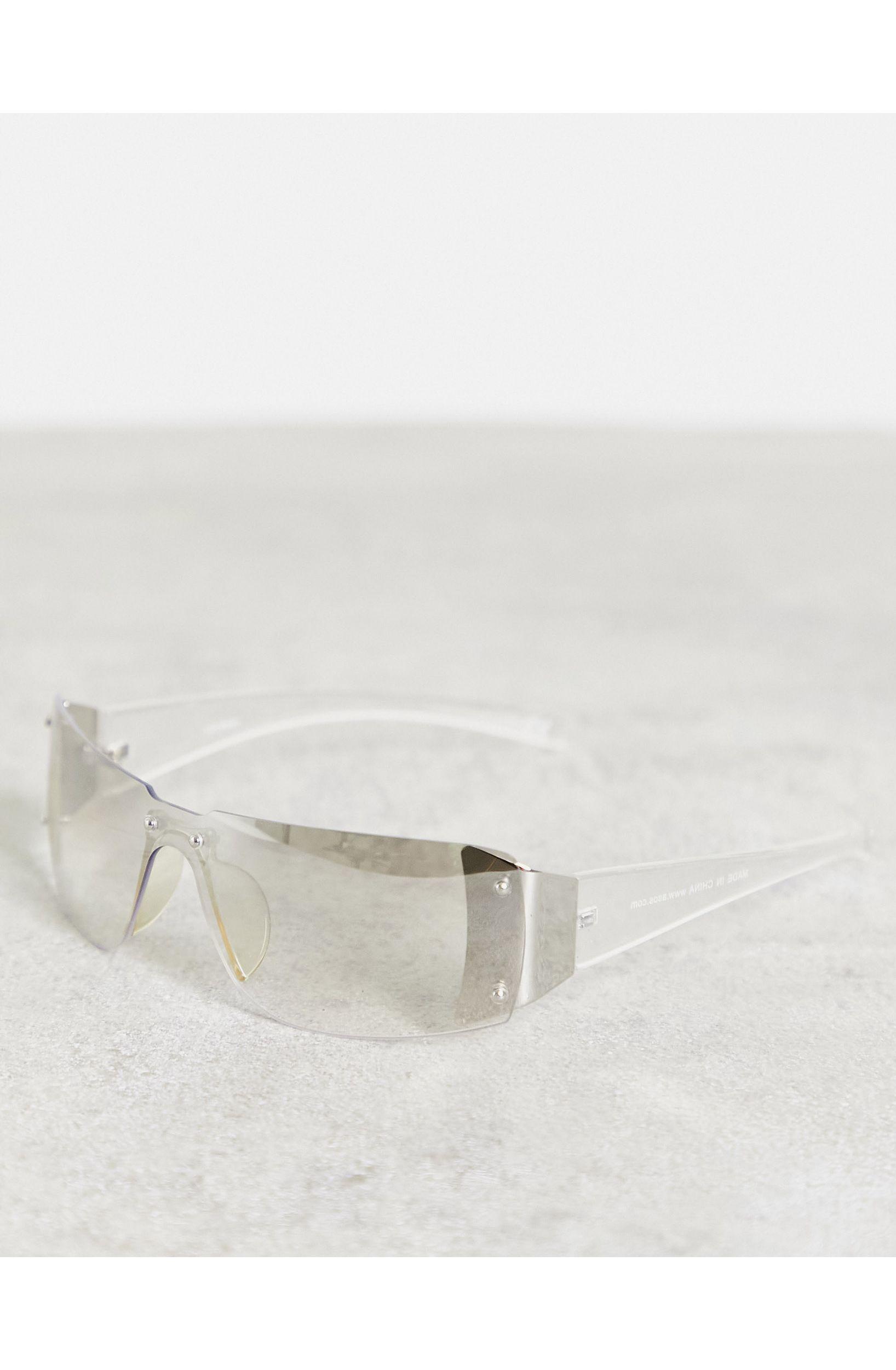 ASOS 90s Rimless Sunglasses With Clear Flash Lens in Metallic | Lyst