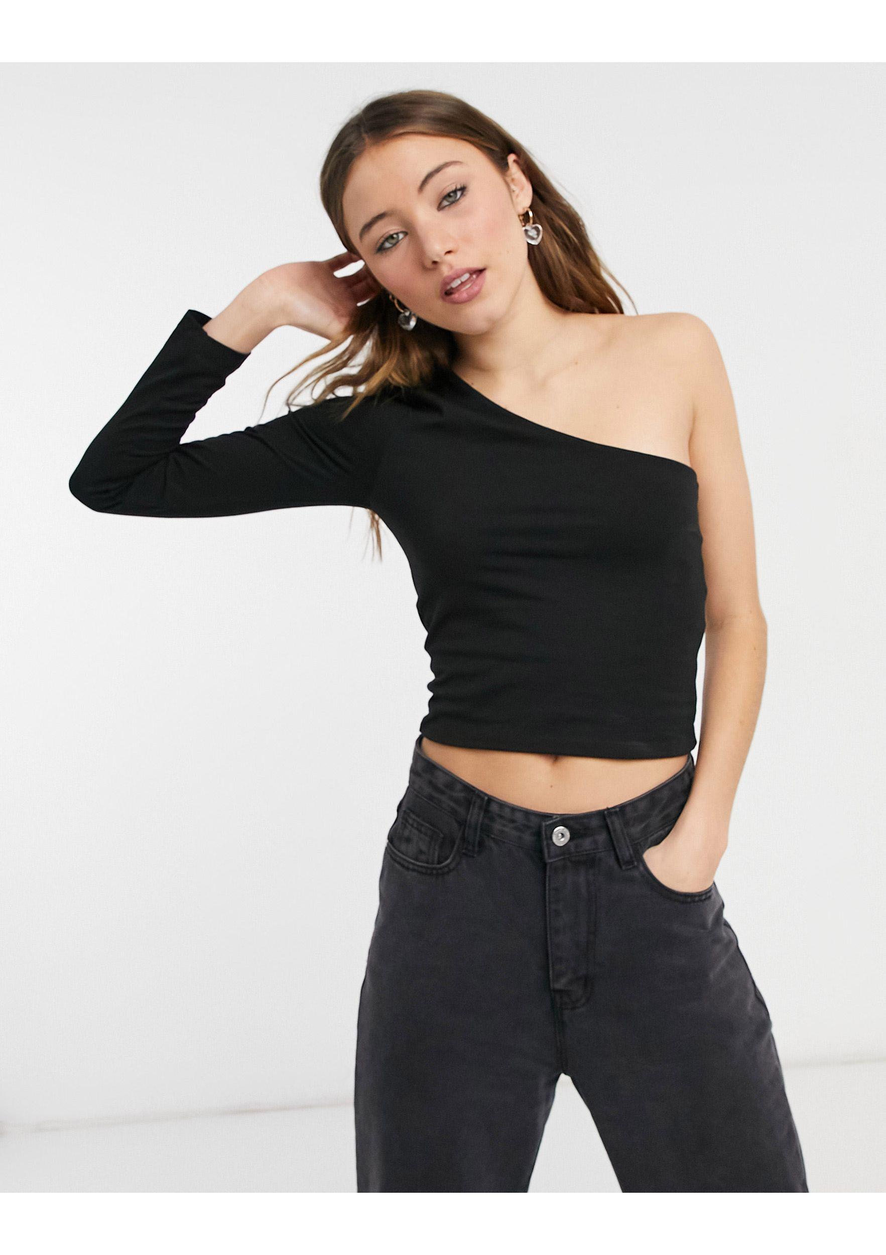 Cotton On One Shoulder Long Sleeve Top in Black | Lyst