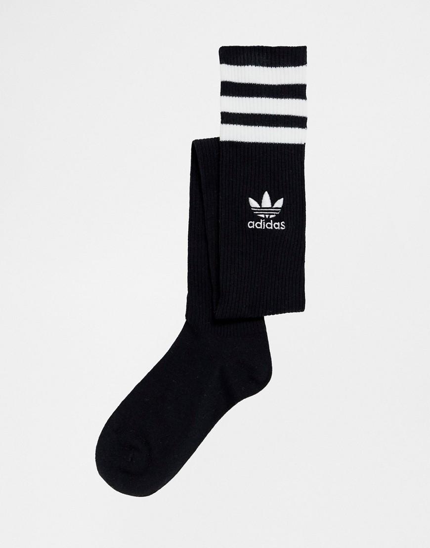 adidas Originals Three Stripe Knee High Socks in Black | Lyst