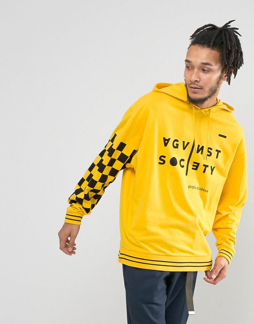 checkerboard print hooded sweatshirt