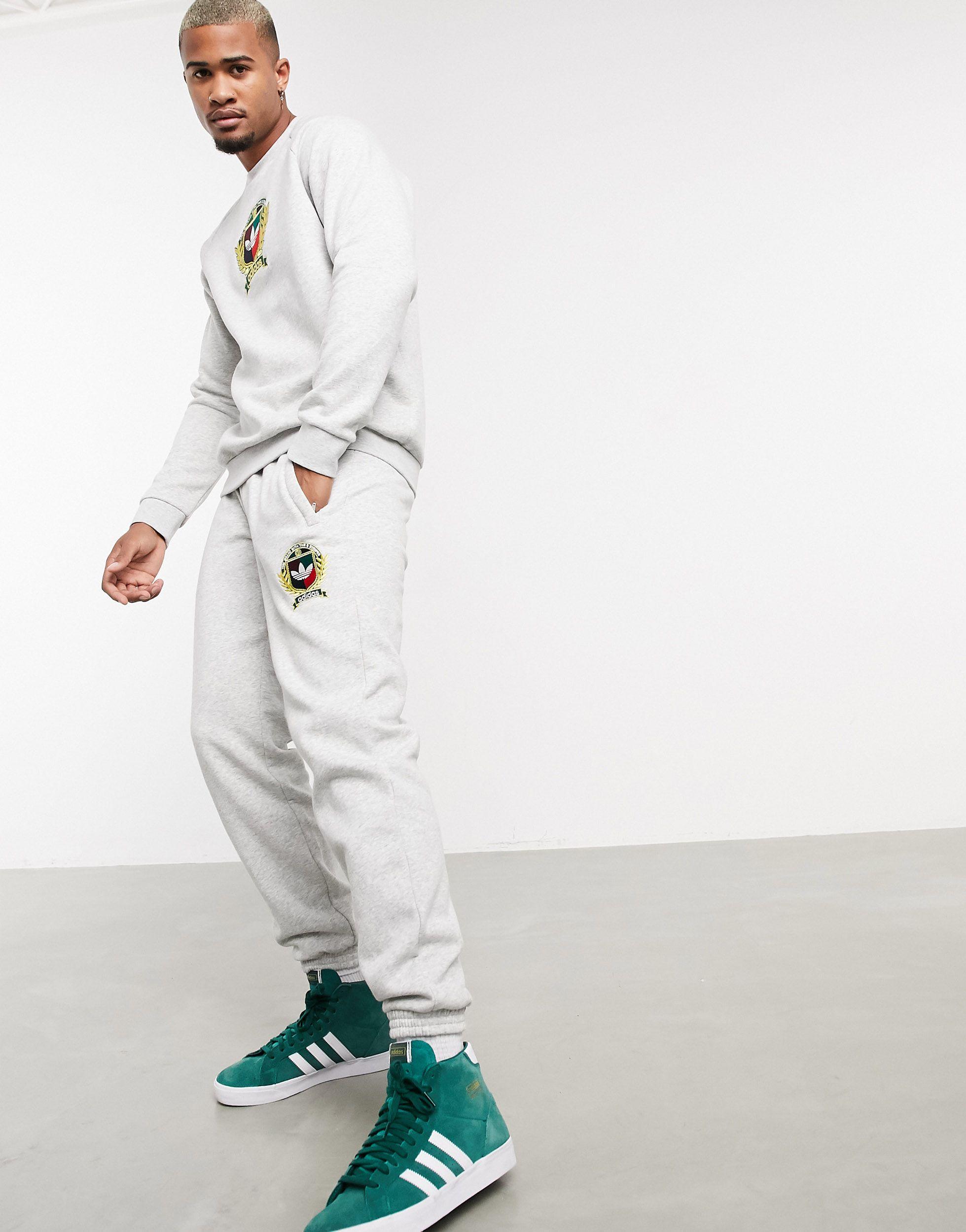 adidas Originals Co-ord joggers With Collegiate Crest in Gray for Men | Lyst