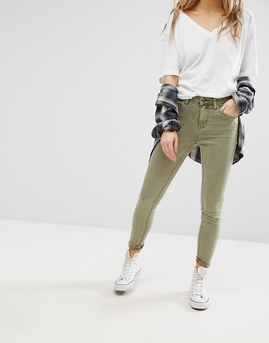 New Look Denim Khaki Skinny Jeans in Green - Lyst
